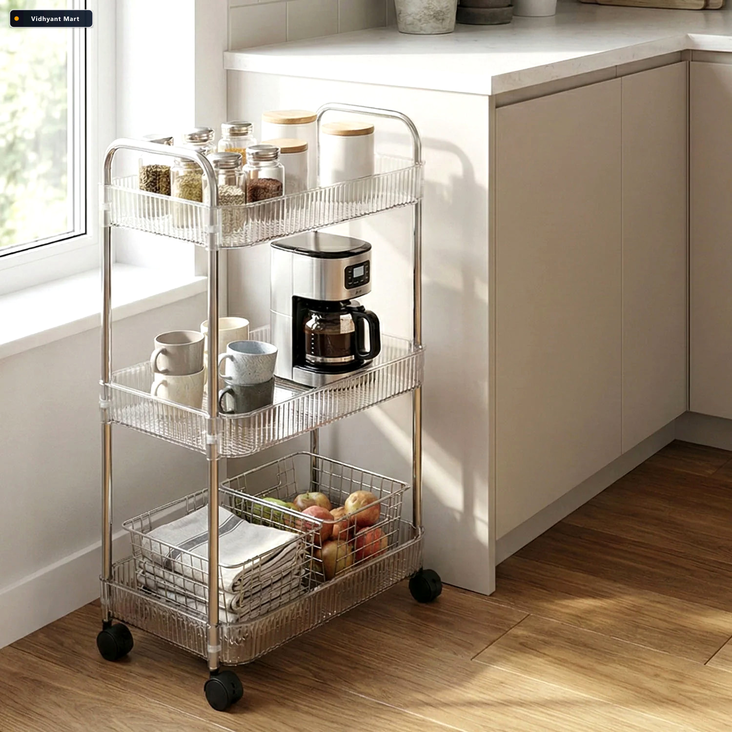 Vidhyant Mart Multipurpose Storage Trolley Space Saving Organize 4