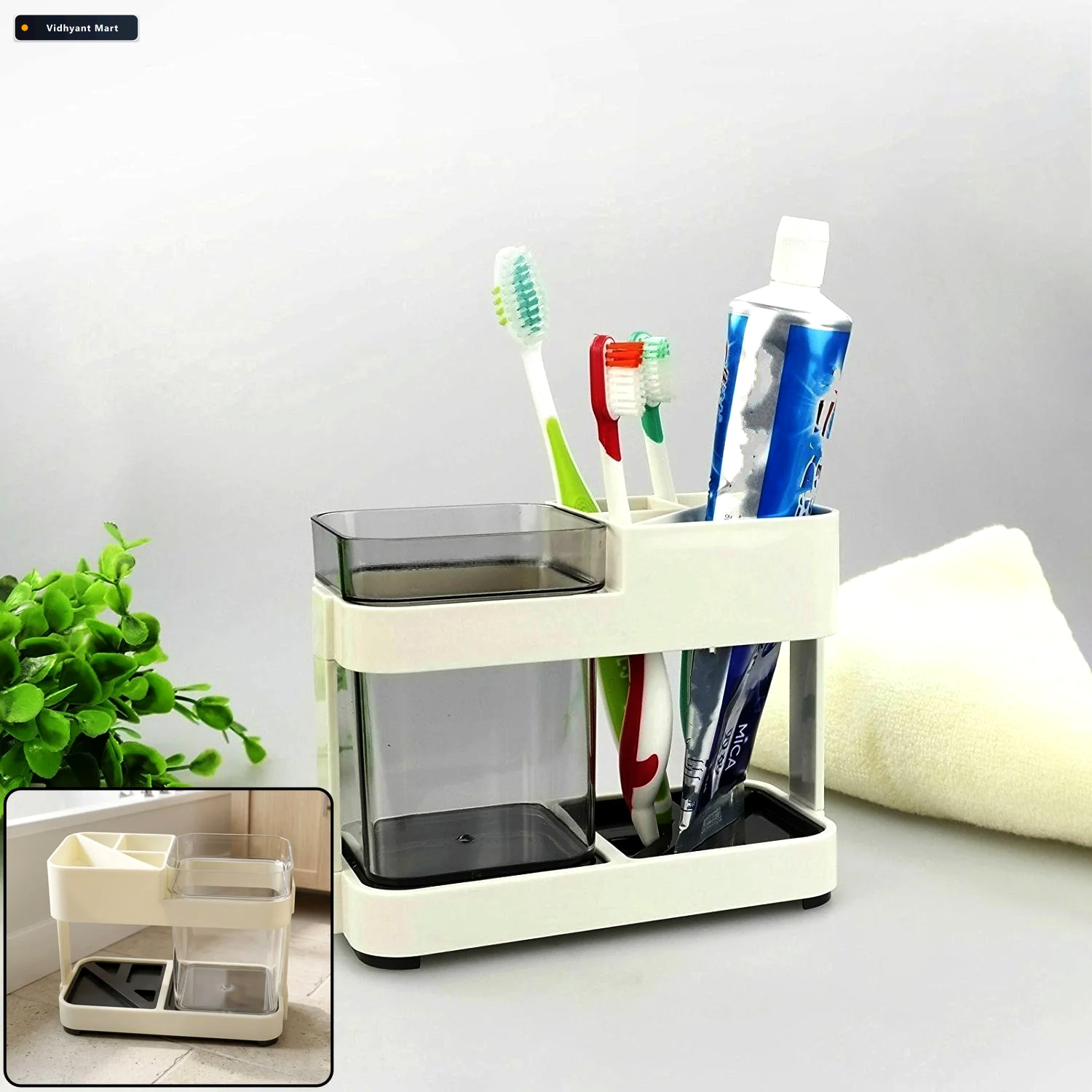 Vidhyant Mart Multipurpose Toothbrush Toothpaste Stand Holder Sp 2