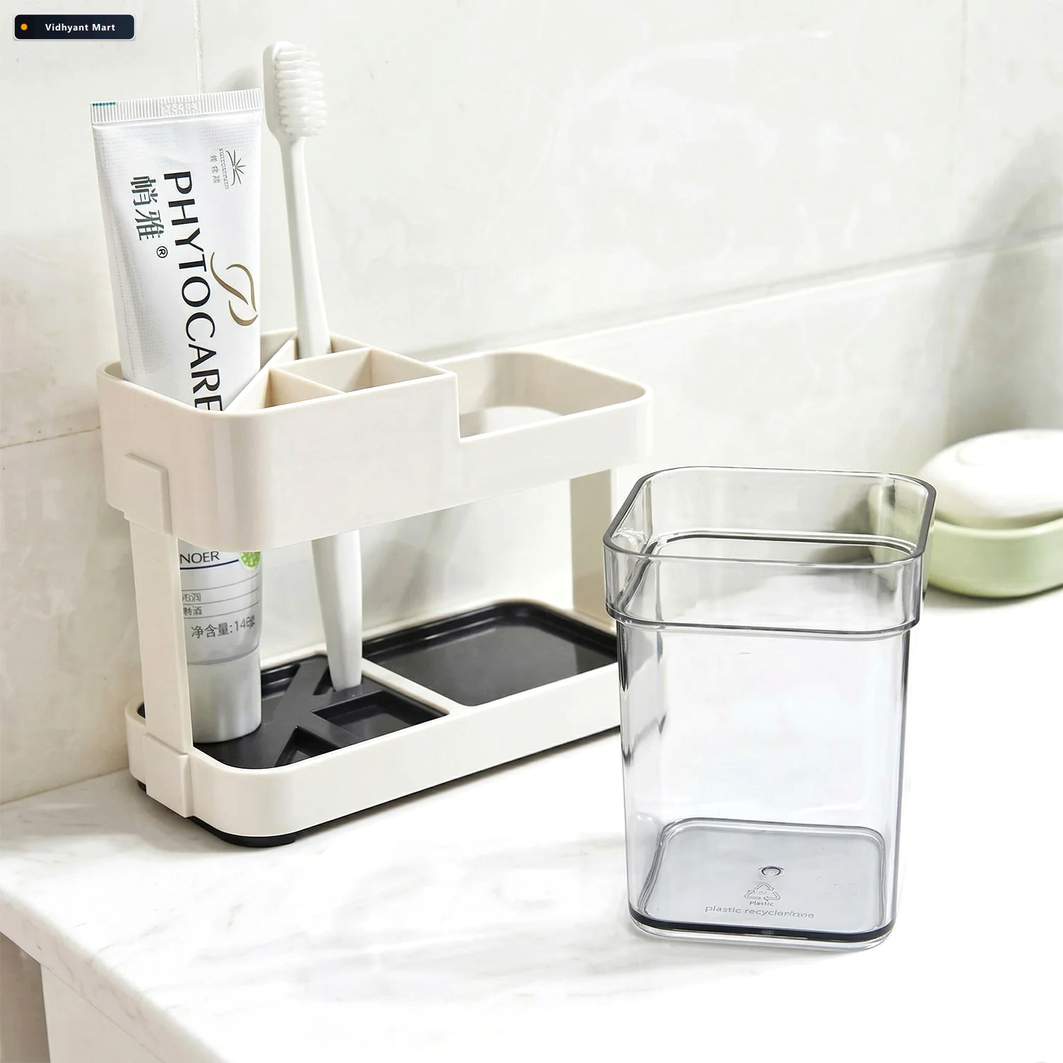 Vidhyant Mart Multipurpose Toothbrush Toothpaste Stand Holder Sp 4