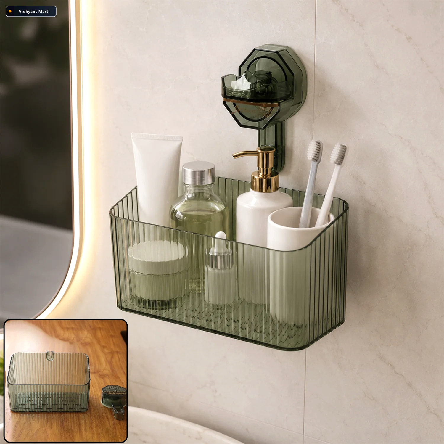 Vidhyant Mart Multipurpose Transparent Wall Mounted Storage Box 1