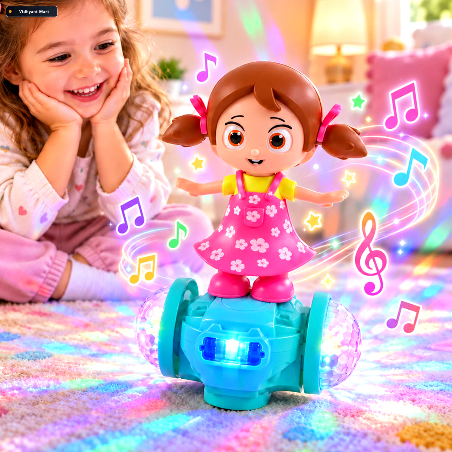 Vidhyant Mart Musical Doll Toy With Colourful Led Lights And Mul 1