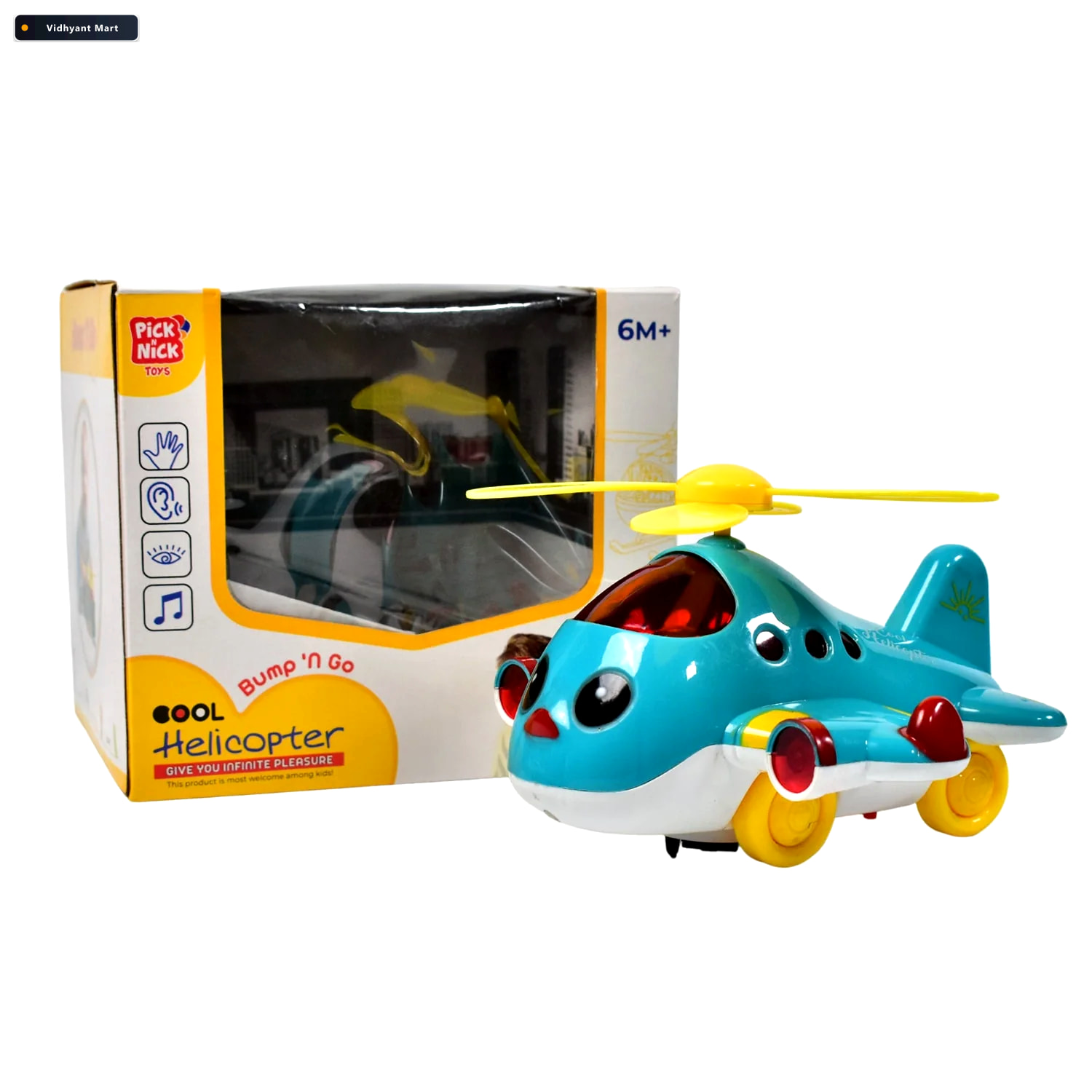 Vidhyant Mart Musical Helicopter Toy Lights Sounds For Toddlers 3