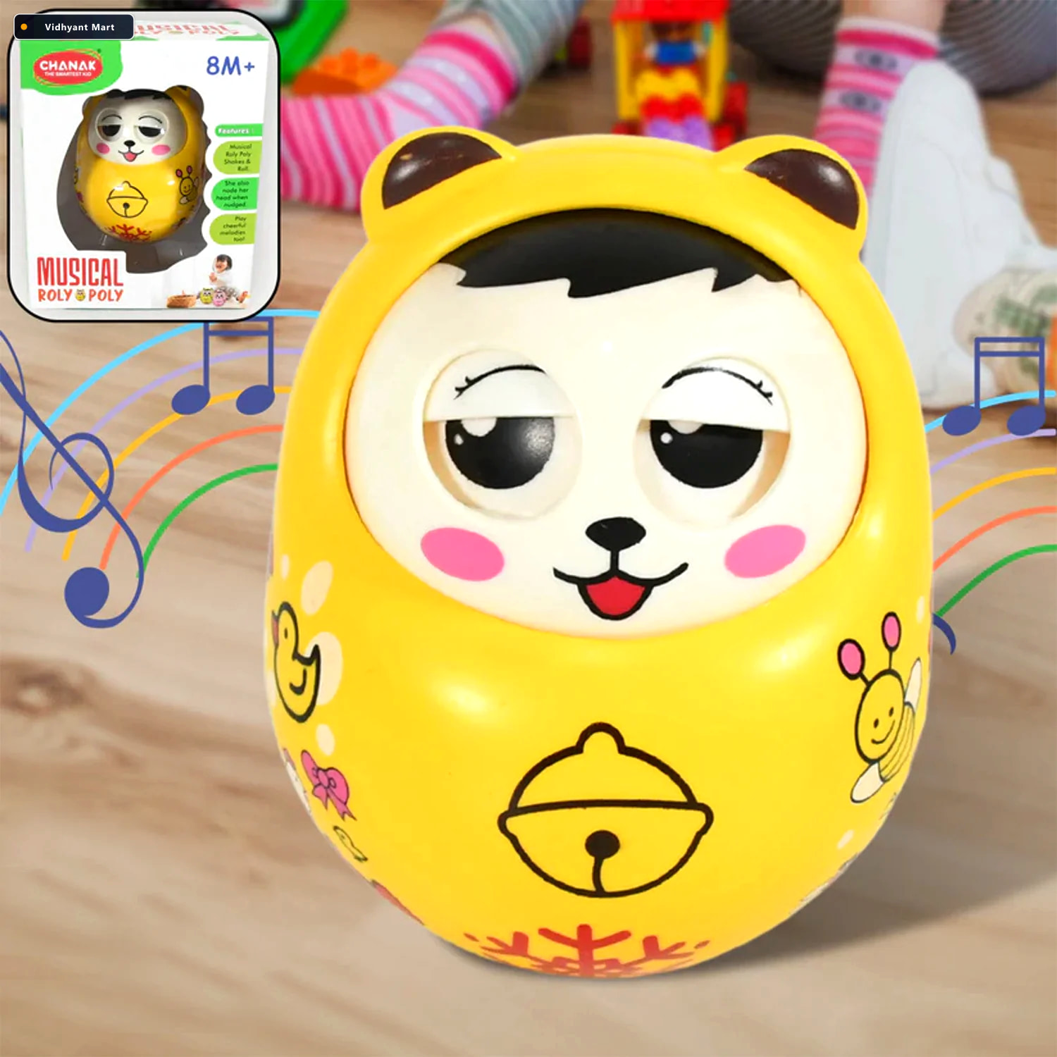 Vidhyant Mart Musical Roly Poly Toy Wobbling Doll For Babies Adi 1