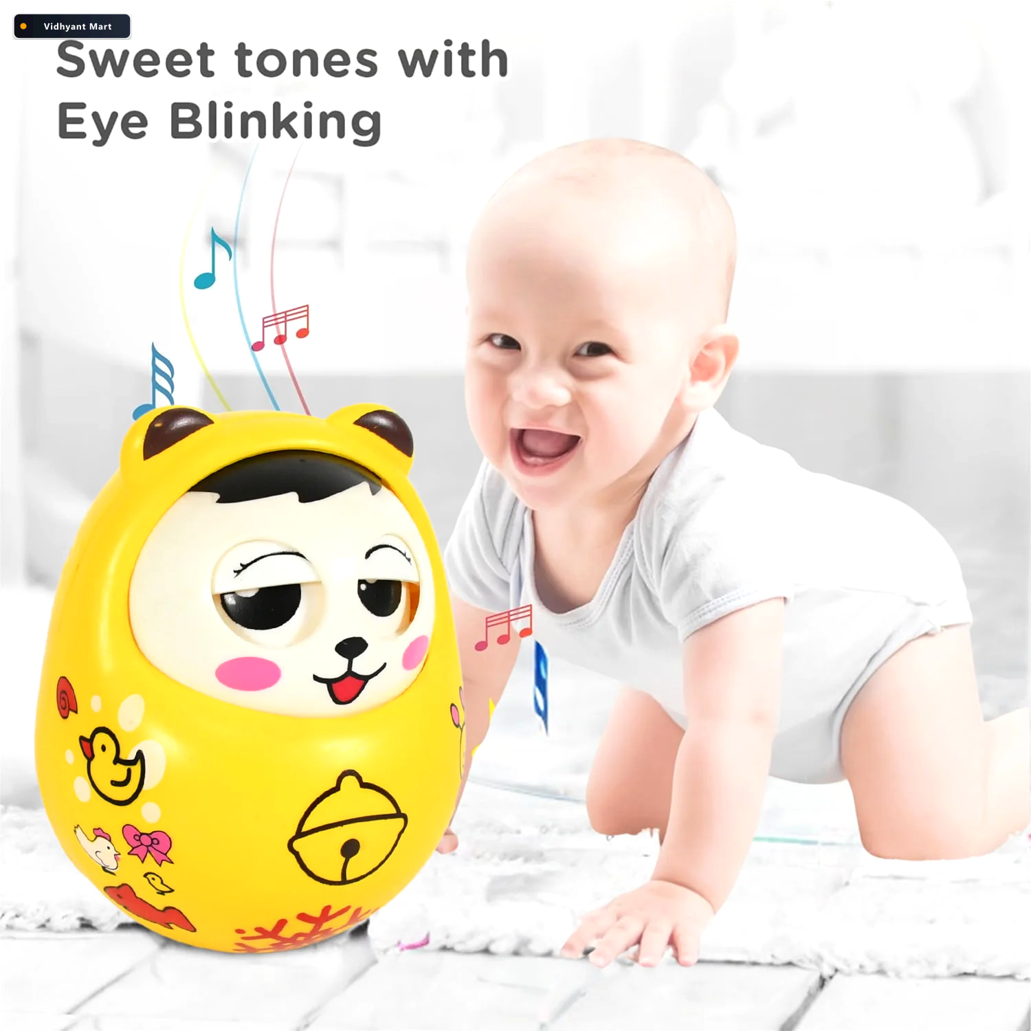 Vidhyant Mart Musical Roly Poly Toy Wobbling Doll For Babies Adi 4