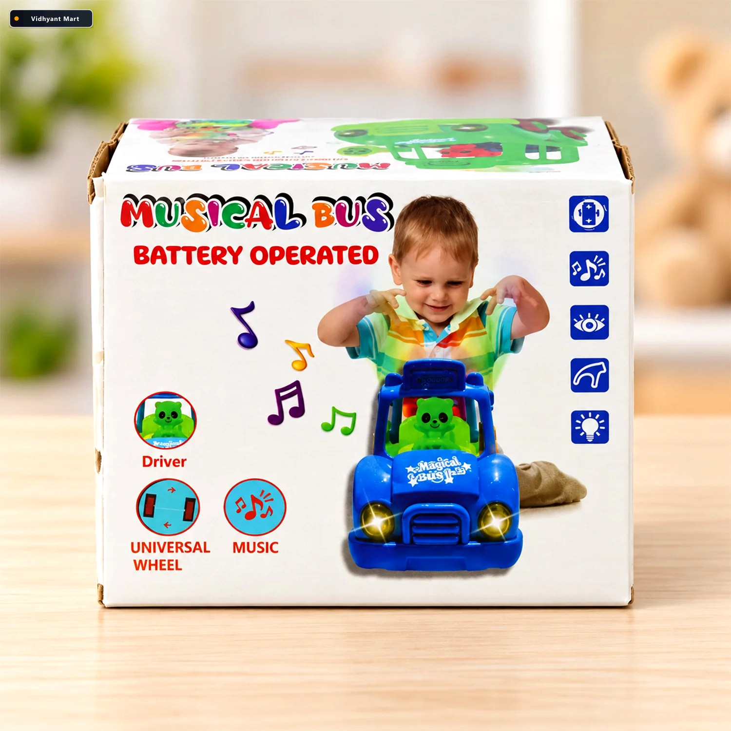 Vidhyant Mart Musical School Bus Toy For Kids With Lights Bump A 1