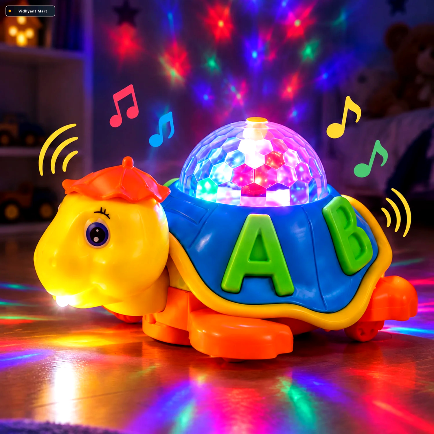 Vidhyant Mart Musical Tortoise Toy With 3d Led Light Projector F 1