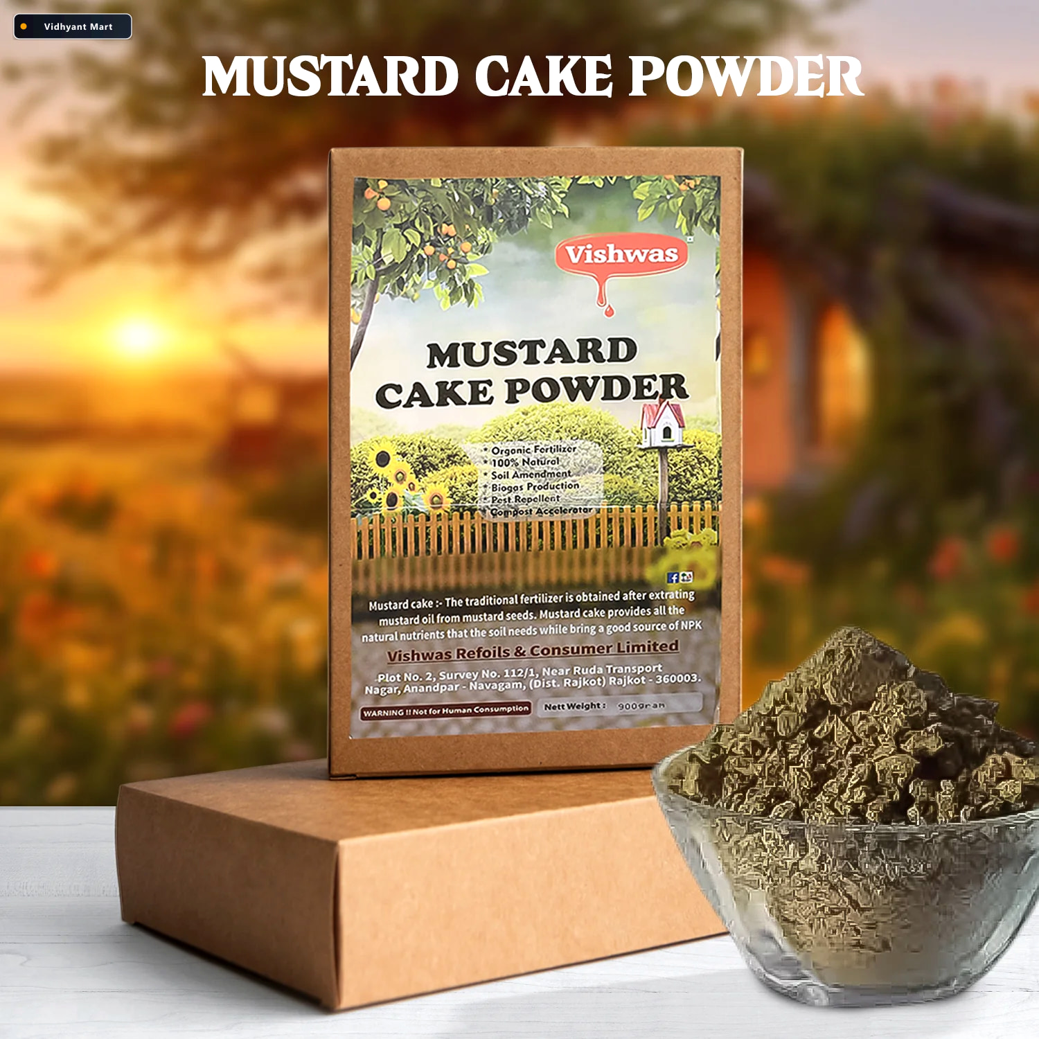 Vidhyant Mart Mustard Cake Fertilizer Organic Plant Growth Boost 1