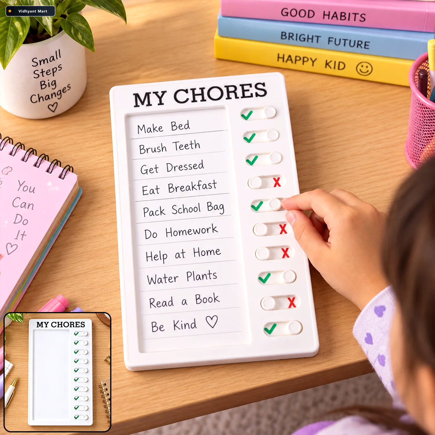Vidhyant Mart My Chores Sliding Checklist Board For Daily Tasks 1