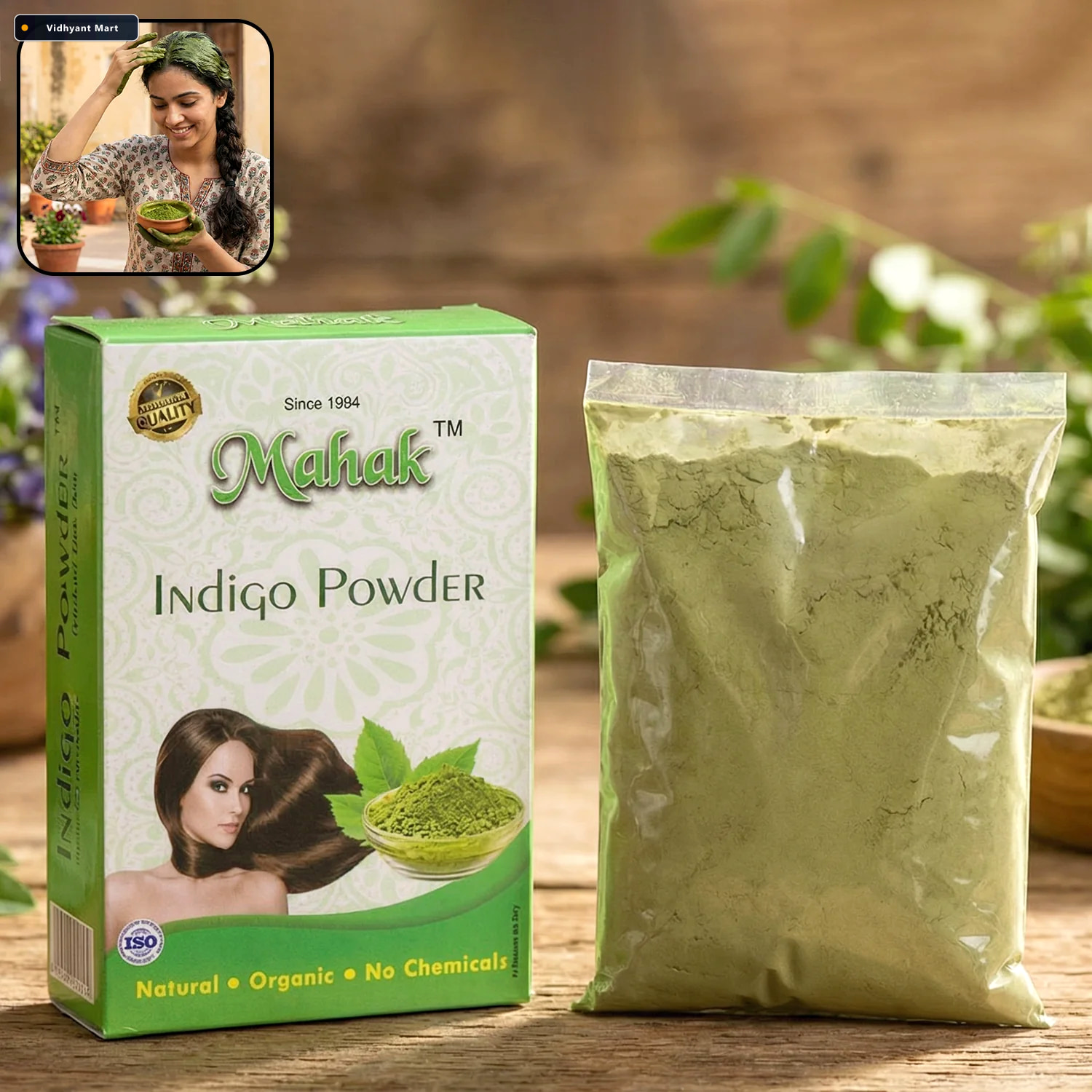 Vidhyant Mart Natural Indigo Powder Pure Herbal Hair Coloring Ca 2
