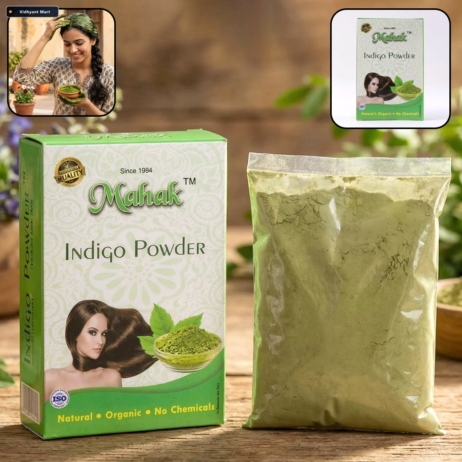 Vidhyant Mart Natural Indigo Powder Pure Herbal Hair Coloring Ca 3