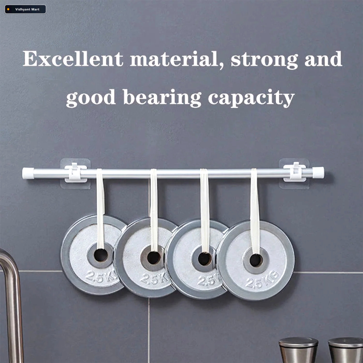 Vidhyant Mart No Drill Adhesive Towel Rod Holder Multipurpose Wa 2