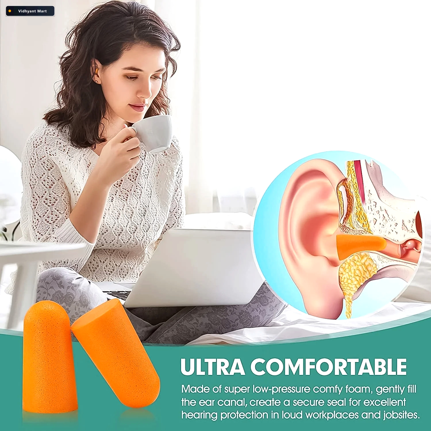 Vidhyant Mart Noise Reduction Foam Ear Plugs Soft Reusable 2 Pai 3
