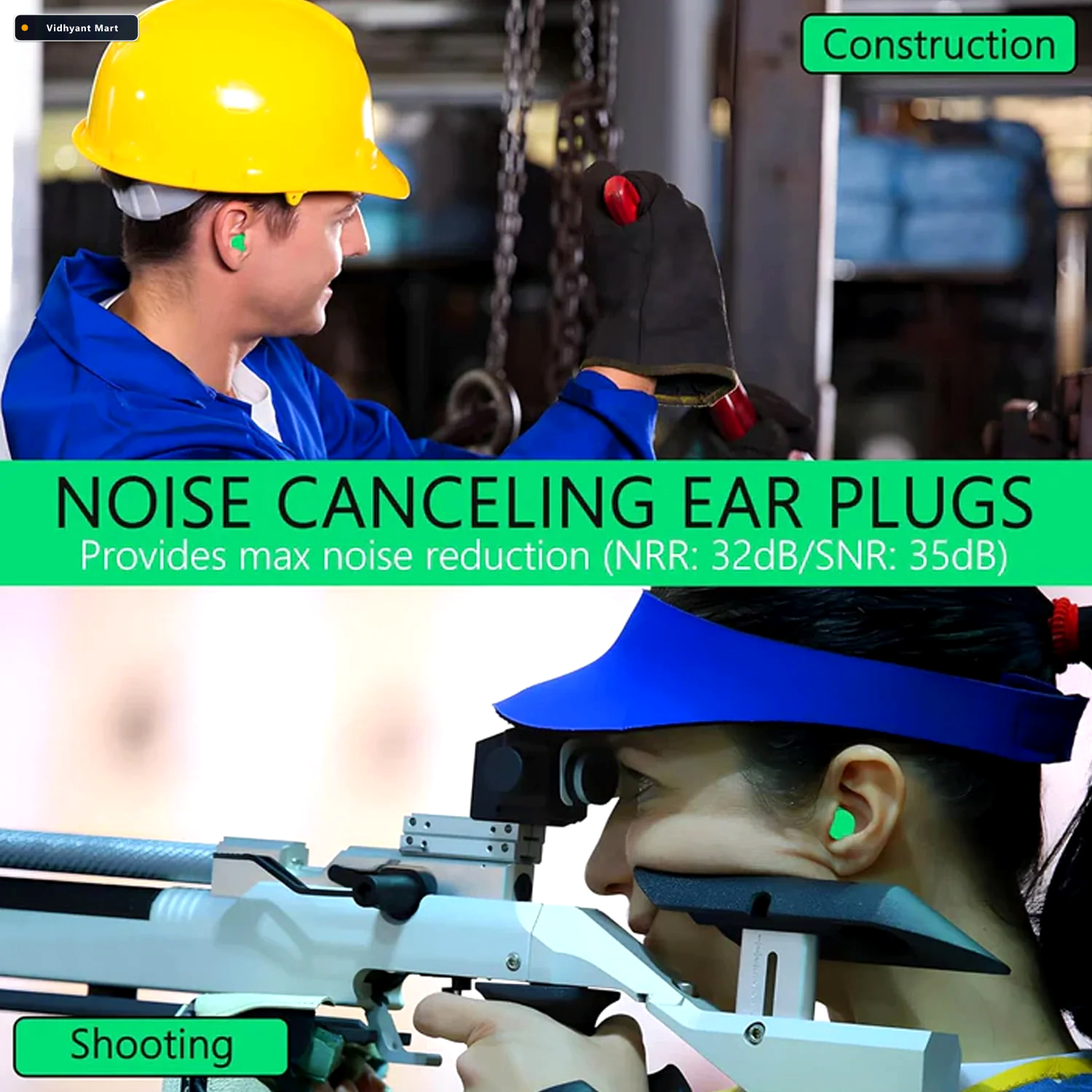 Vidhyant Mart Noise Reduction Foam Ear Plugs Soft Reusable 2 Pai 4