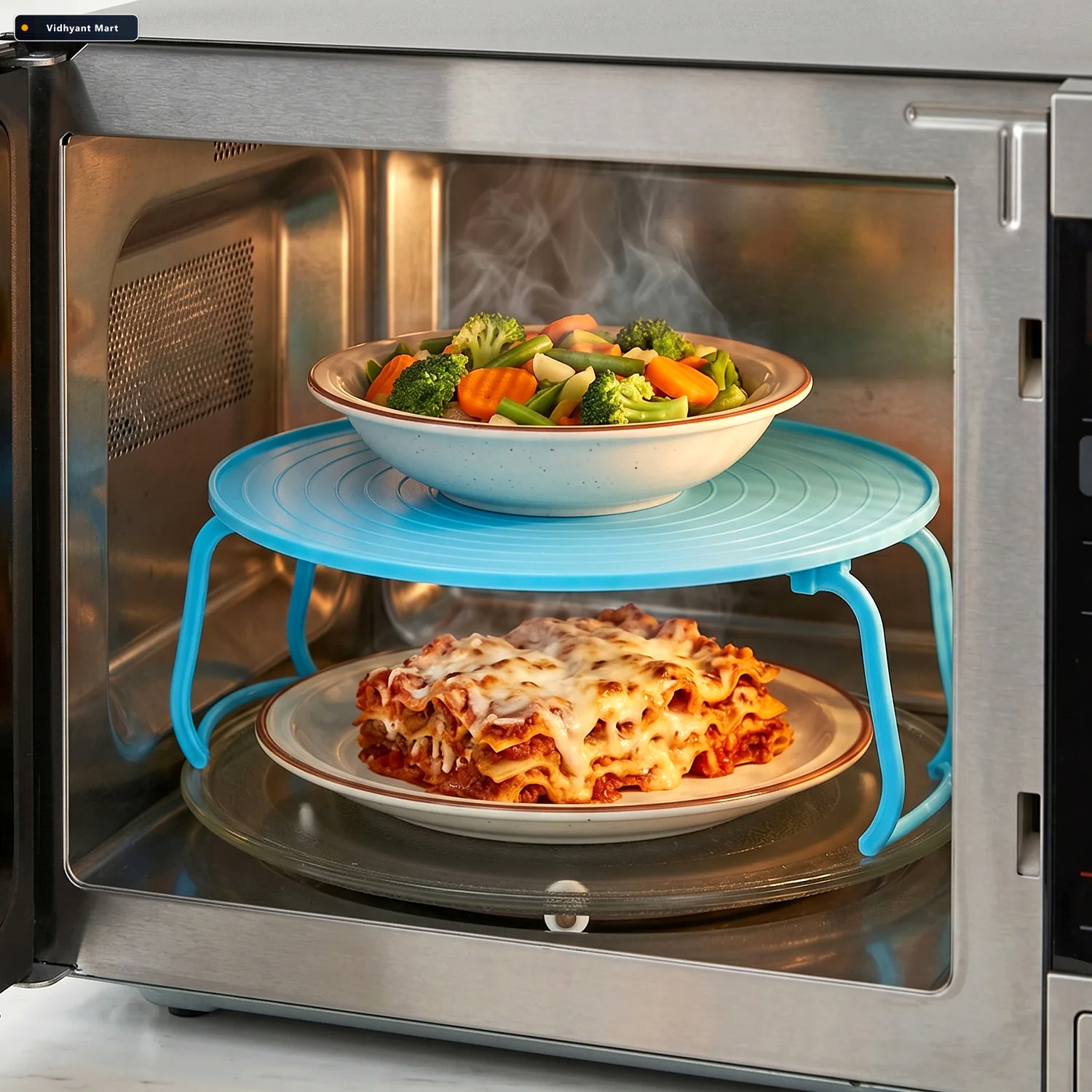 Vidhyant Mart Non Slip Plastic Microwave Tray Even Heating Stabl 4