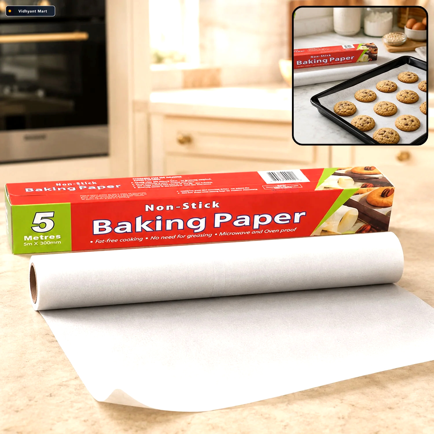Vidhyant Mart Non Stick Parchment Paper 5m Roll For Baking Cooki 1