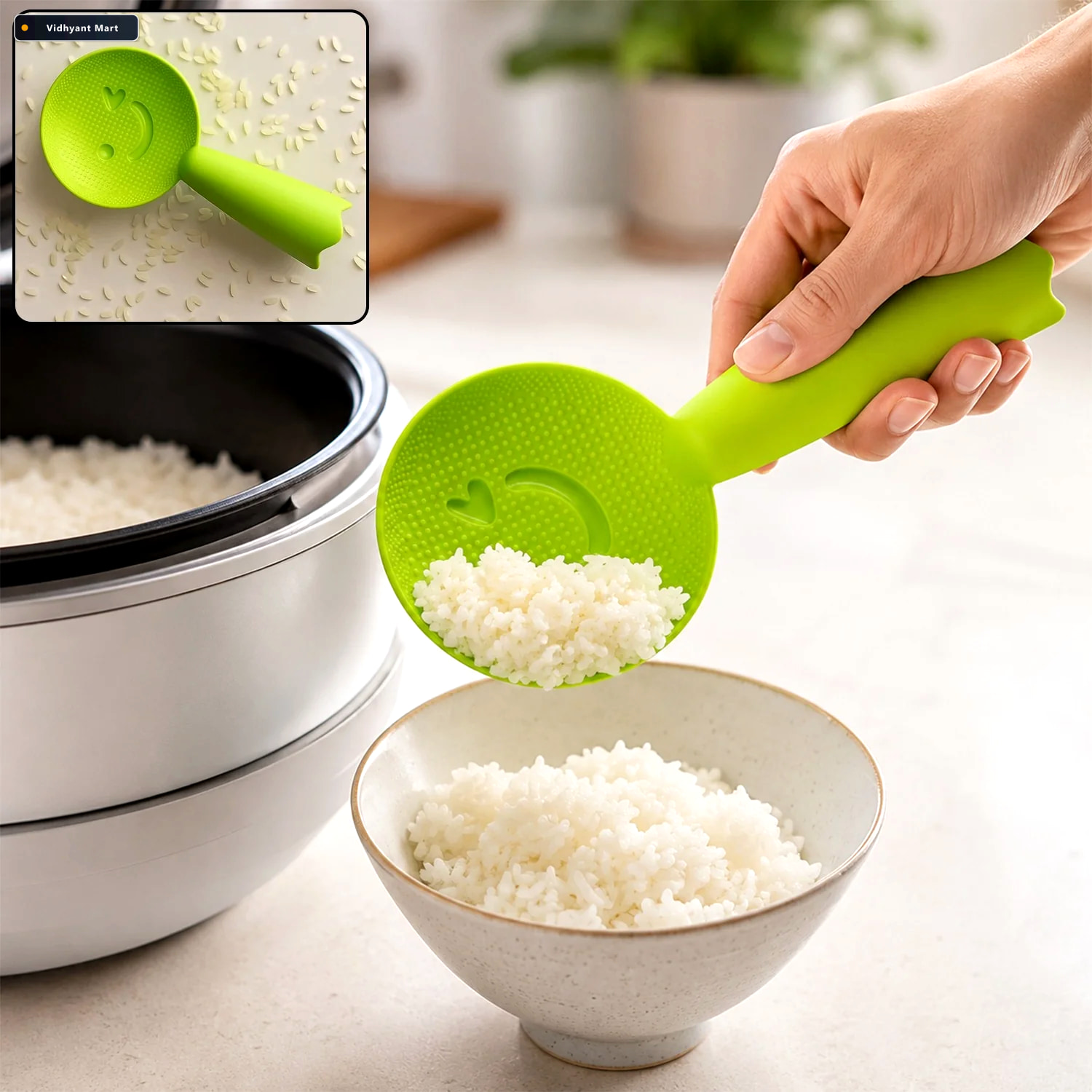 Vidhyant Mart Non Stick Rice Serving Spoon Comfortable Grip Heat 1