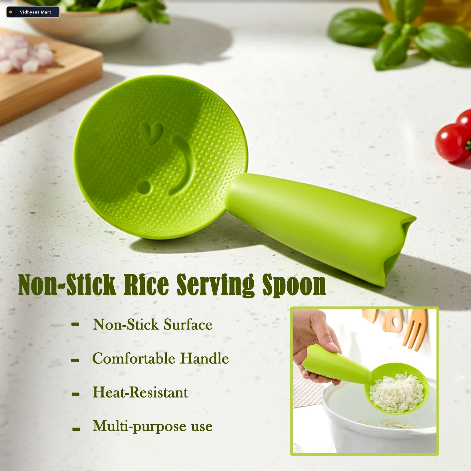 Vidhyant Mart Non Stick Rice Serving Spoon Comfortable Grip Heat 3