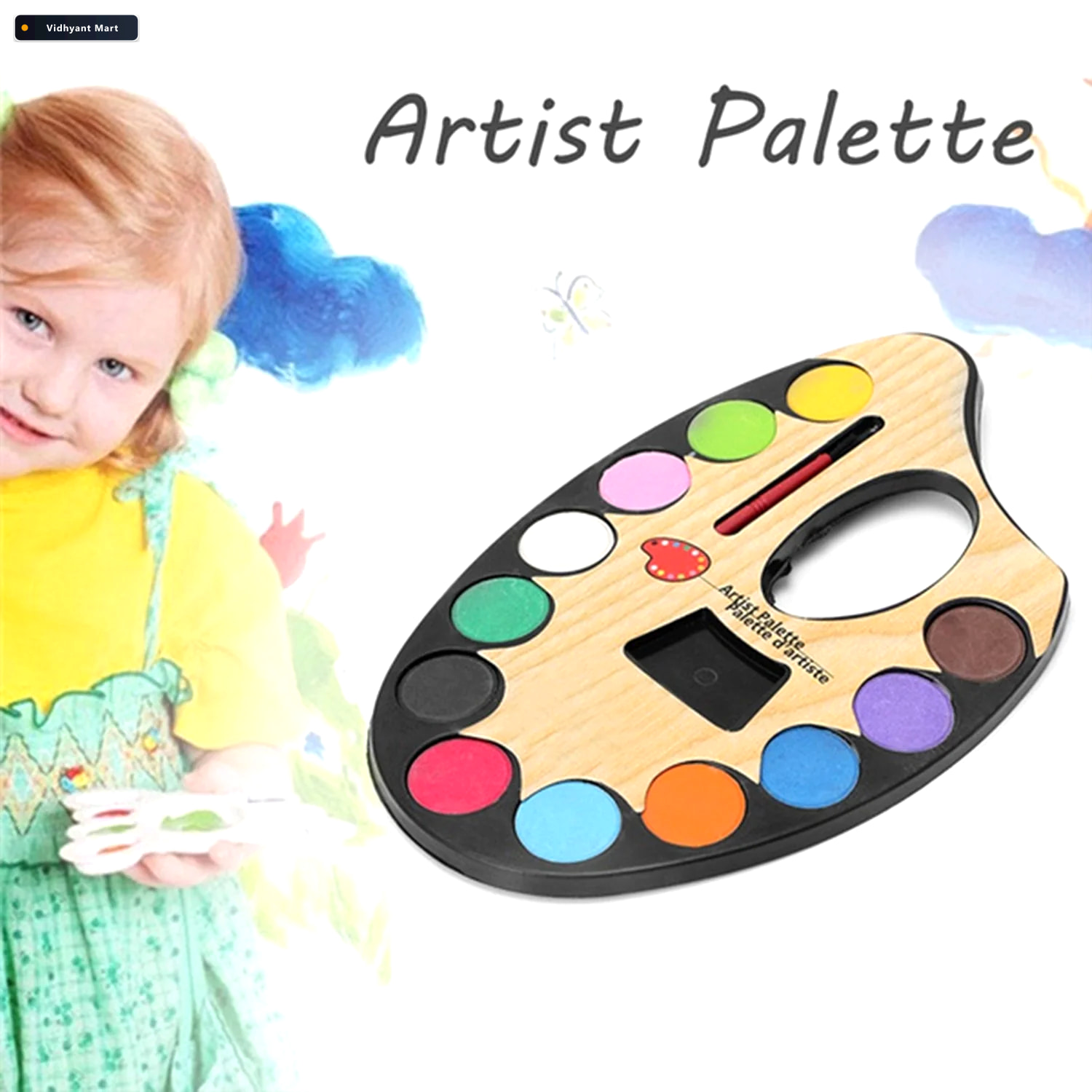 Vidhyant Mart Non Toxic Watercolor Set 12 Vibrant Colours For Ar 2