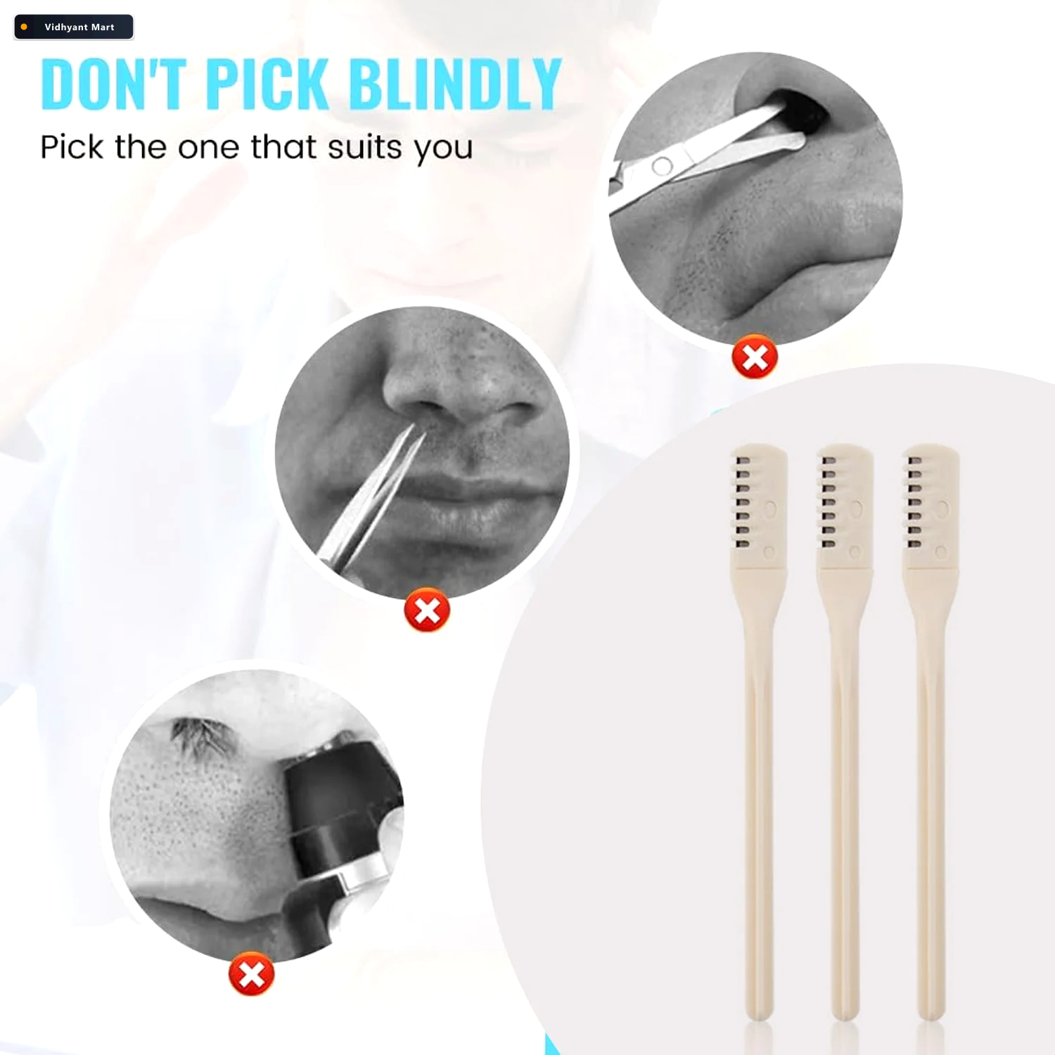 Vidhyant Mart Nose Hair Trimmer Painless 3 In 1 Grooming Kit Pur 4