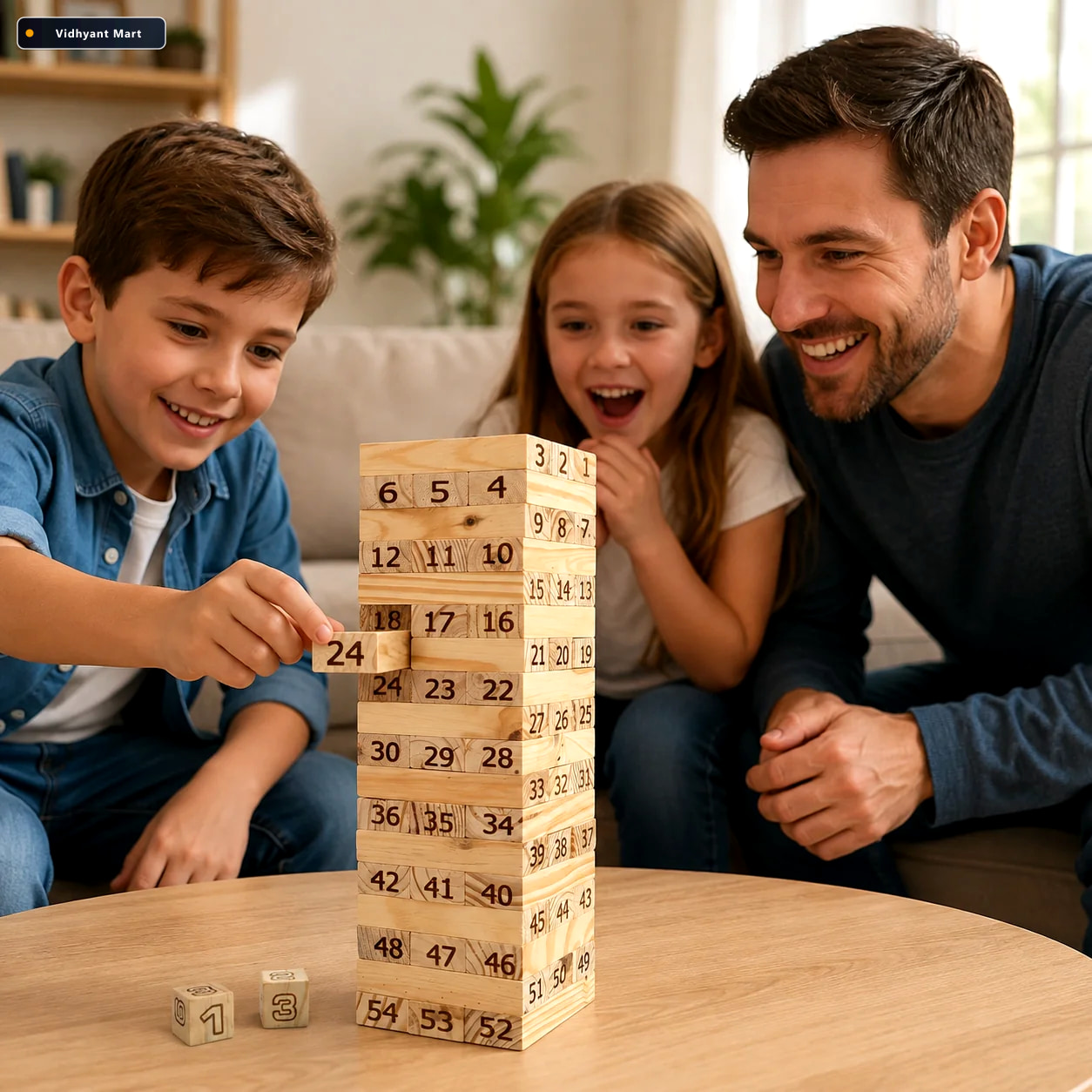 Vidhyant Mart Numbered Wooden Tumbling Tower Classic Stacking Ga 1
