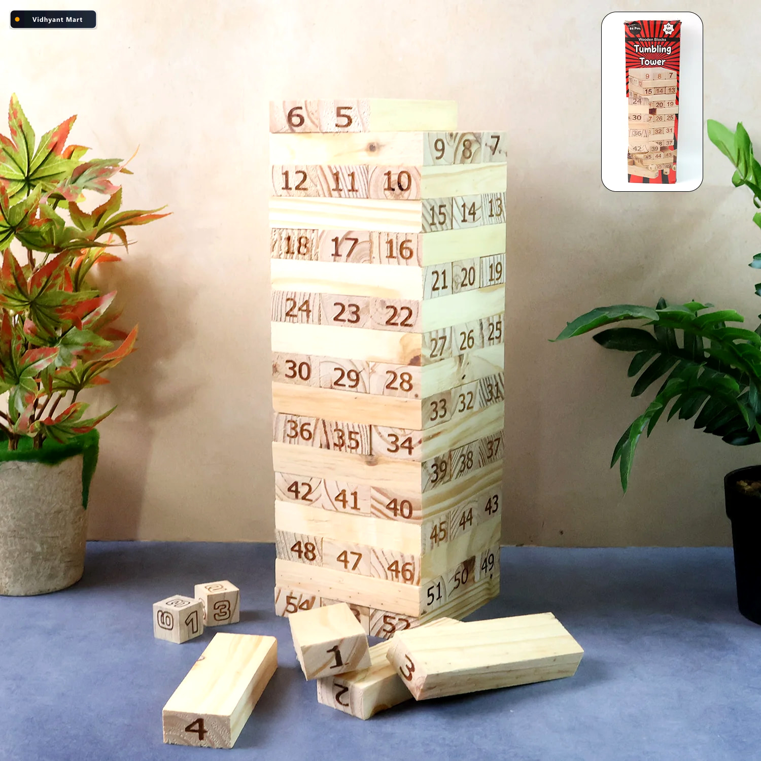 Vidhyant Mart Numbered Wooden Tumbling Tower Classic Stacking Ga 2