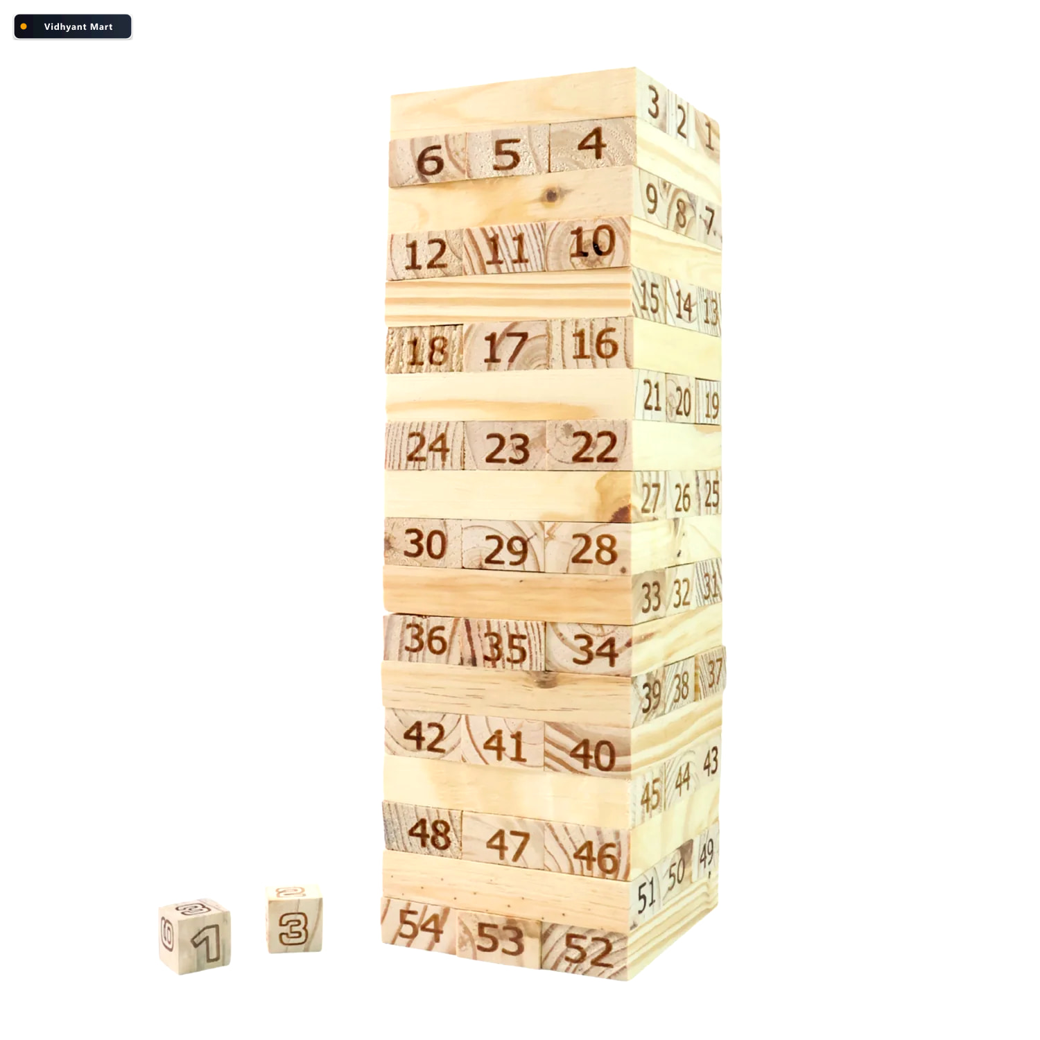 Vidhyant Mart Numbered Wooden Tumbling Tower Classic Stacking Ga 3