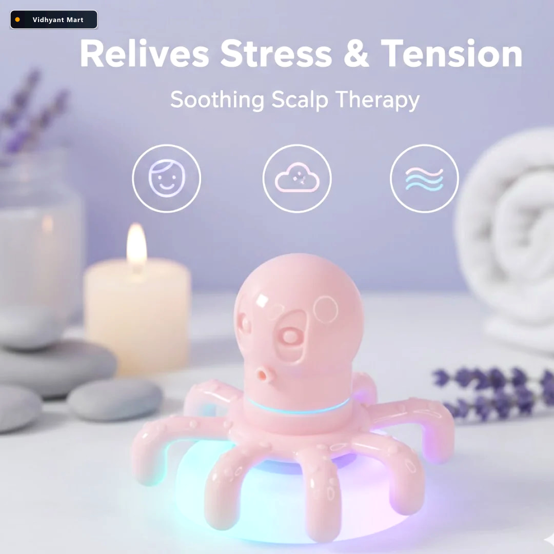 Vidhyant Mart Octopus Head Massager Ergonomic Stress Relief Tool 3