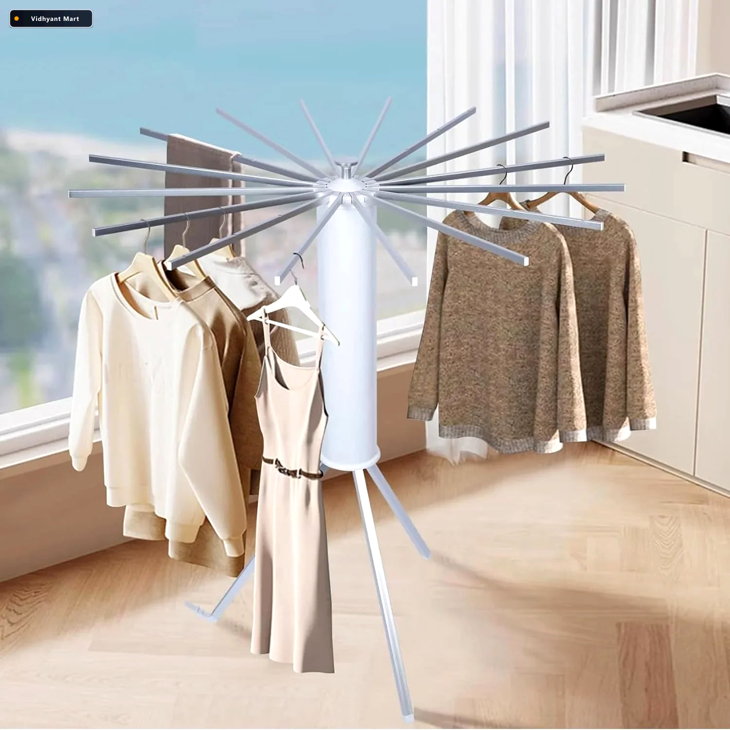 Vidhyant Mart Octopus Rotating Clothes Drying Rack Foldable Spac 2