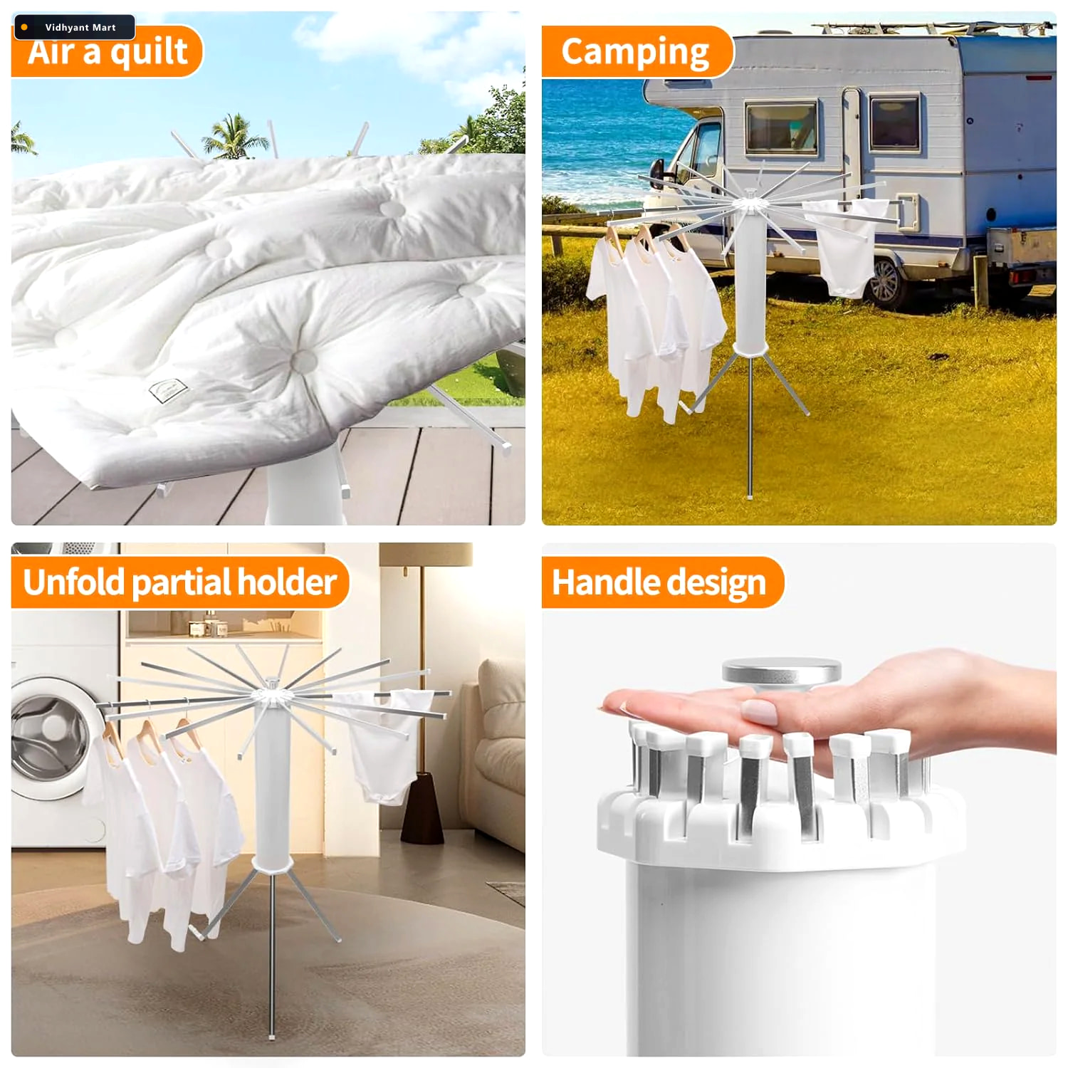 Vidhyant Mart Octopus Rotating Clothes Drying Rack Foldable Spac 4