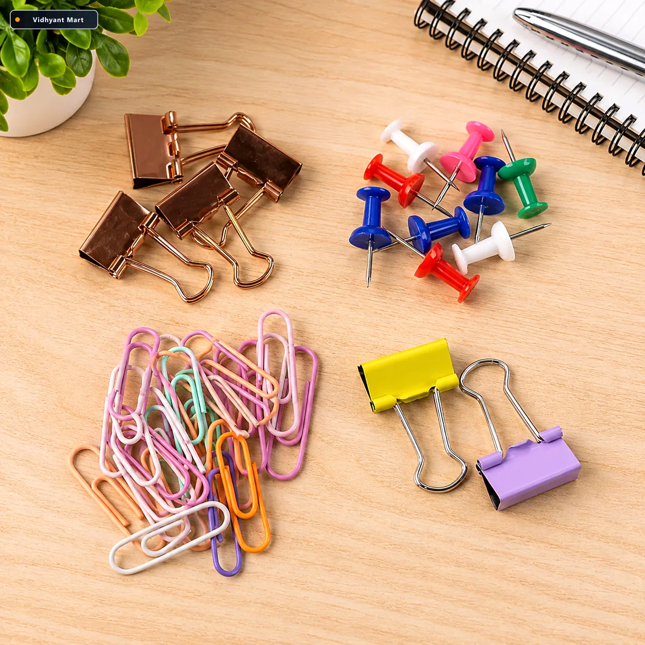 Vidhyant Mart Office Clips Pins Set Colorful Durable Paper Binde 1