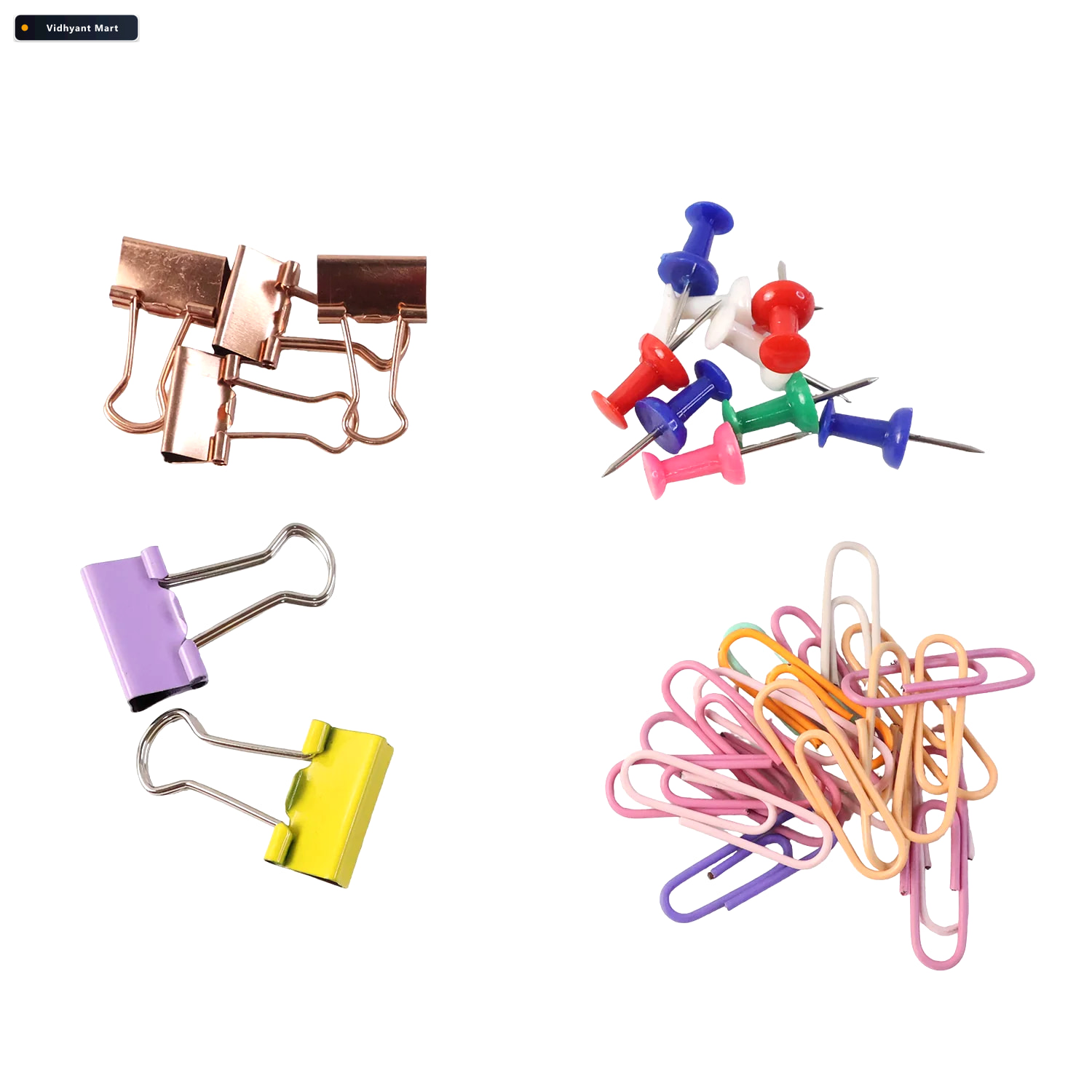 Vidhyant Mart Office Clips Pins Set Colorful Durable Paper Binde 4