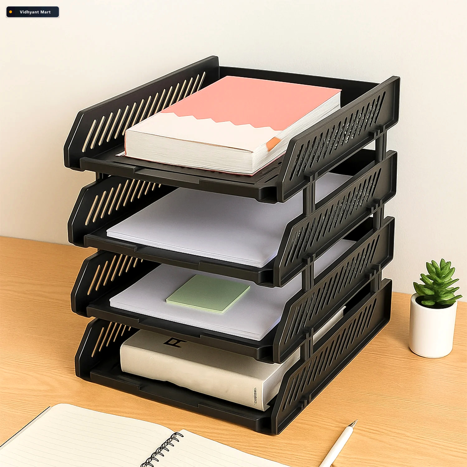 Vidhyant Mart Office File Rack 4 Layer Desktop Storage With Draw 1