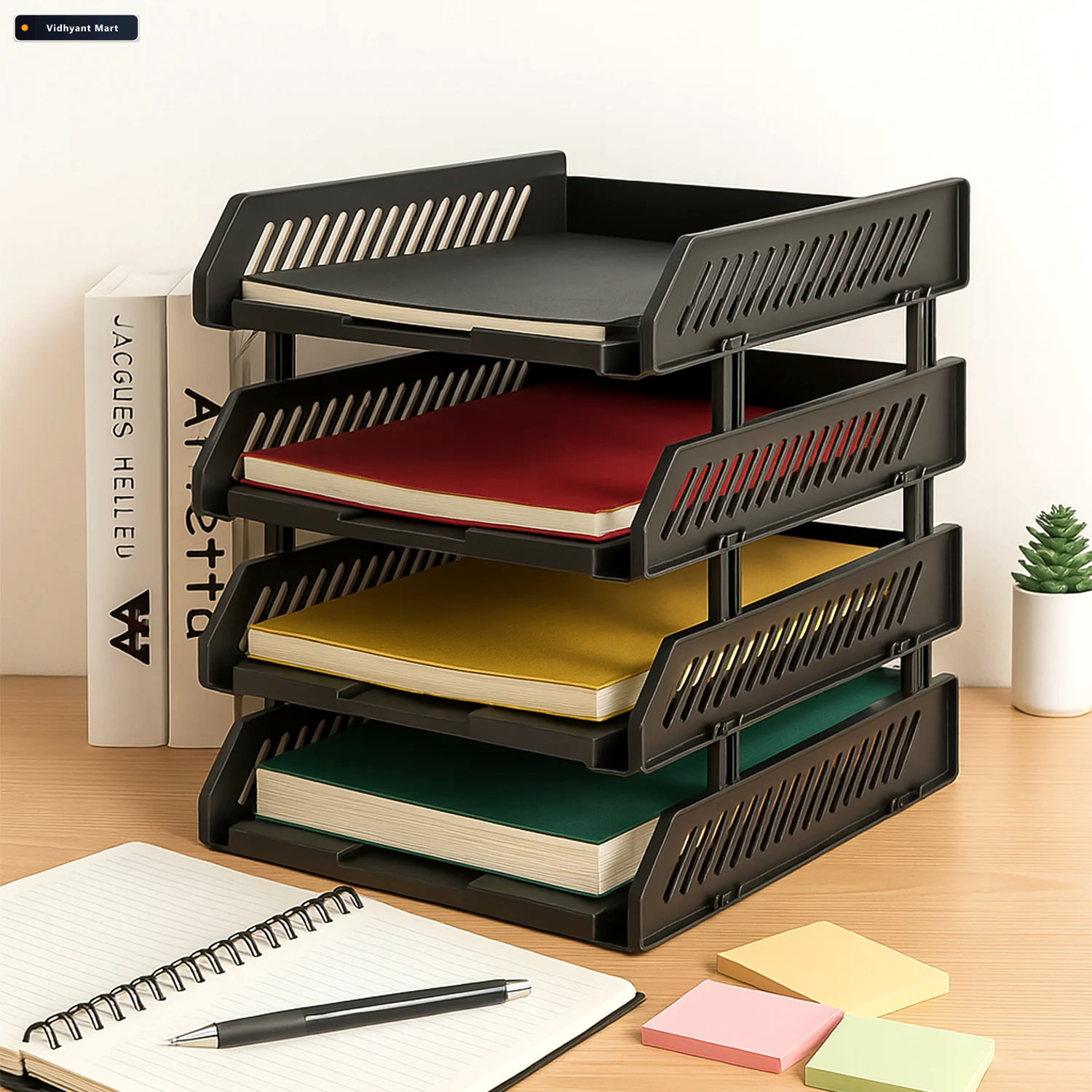 Vidhyant Mart Office File Rack 4 Layer Desktop Storage With Draw 2