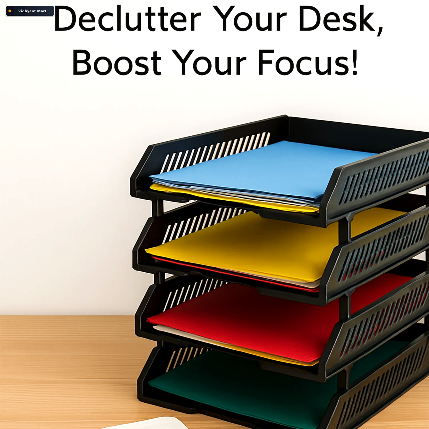 Vidhyant Mart Office File Rack 4 Layer Desktop Storage With Draw 4