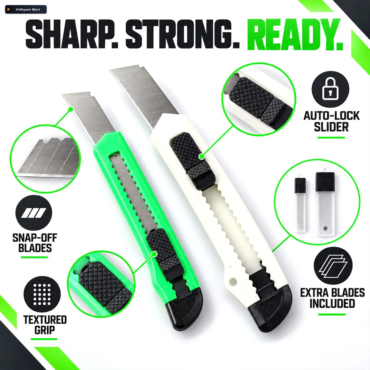 Vidhyant Mart Office Paper Cutter Knife Set With Extra Blades Fo 3