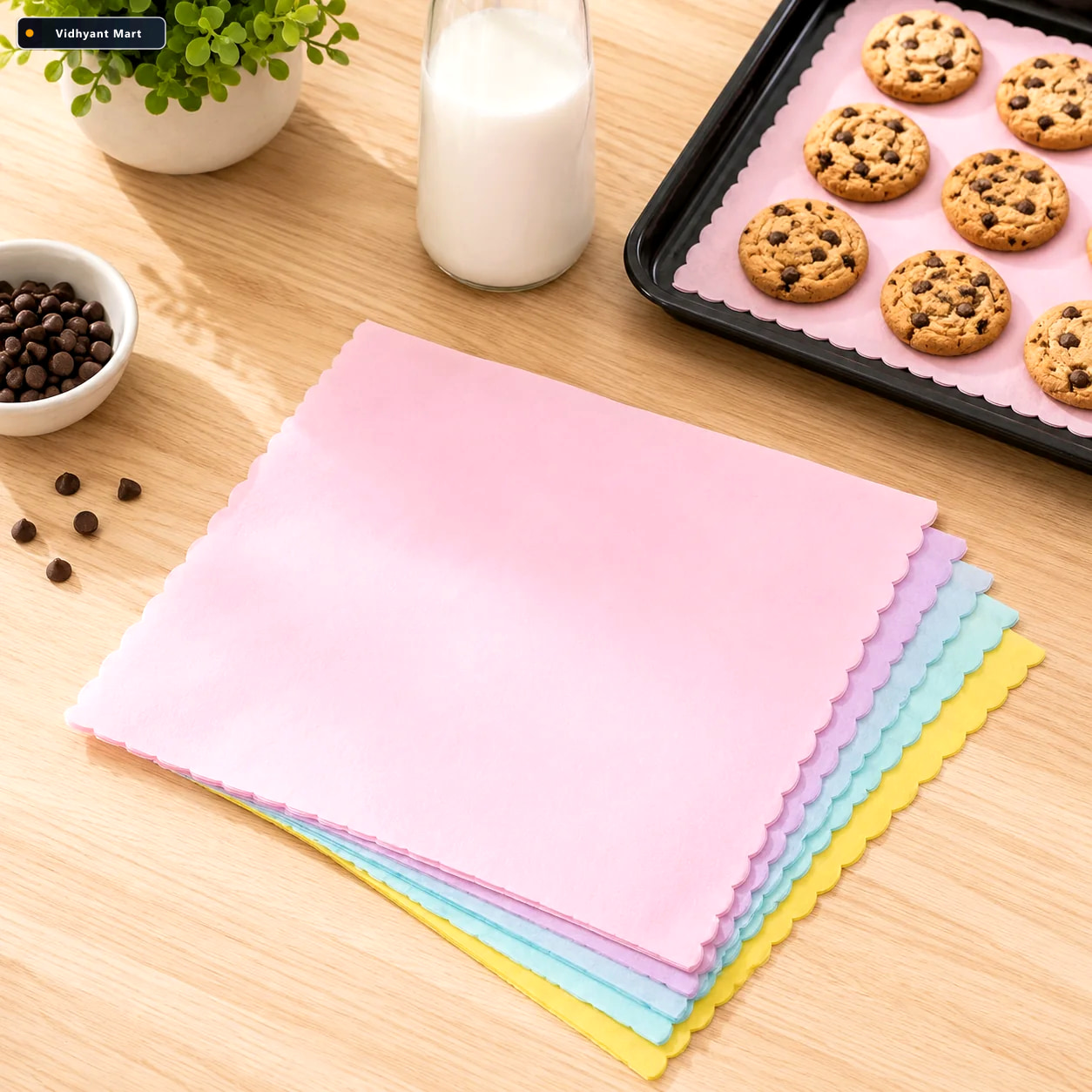 Vidhyant Mart Oil Absorbing Baking Paper Sheets 200 Pcs Multi Co 1