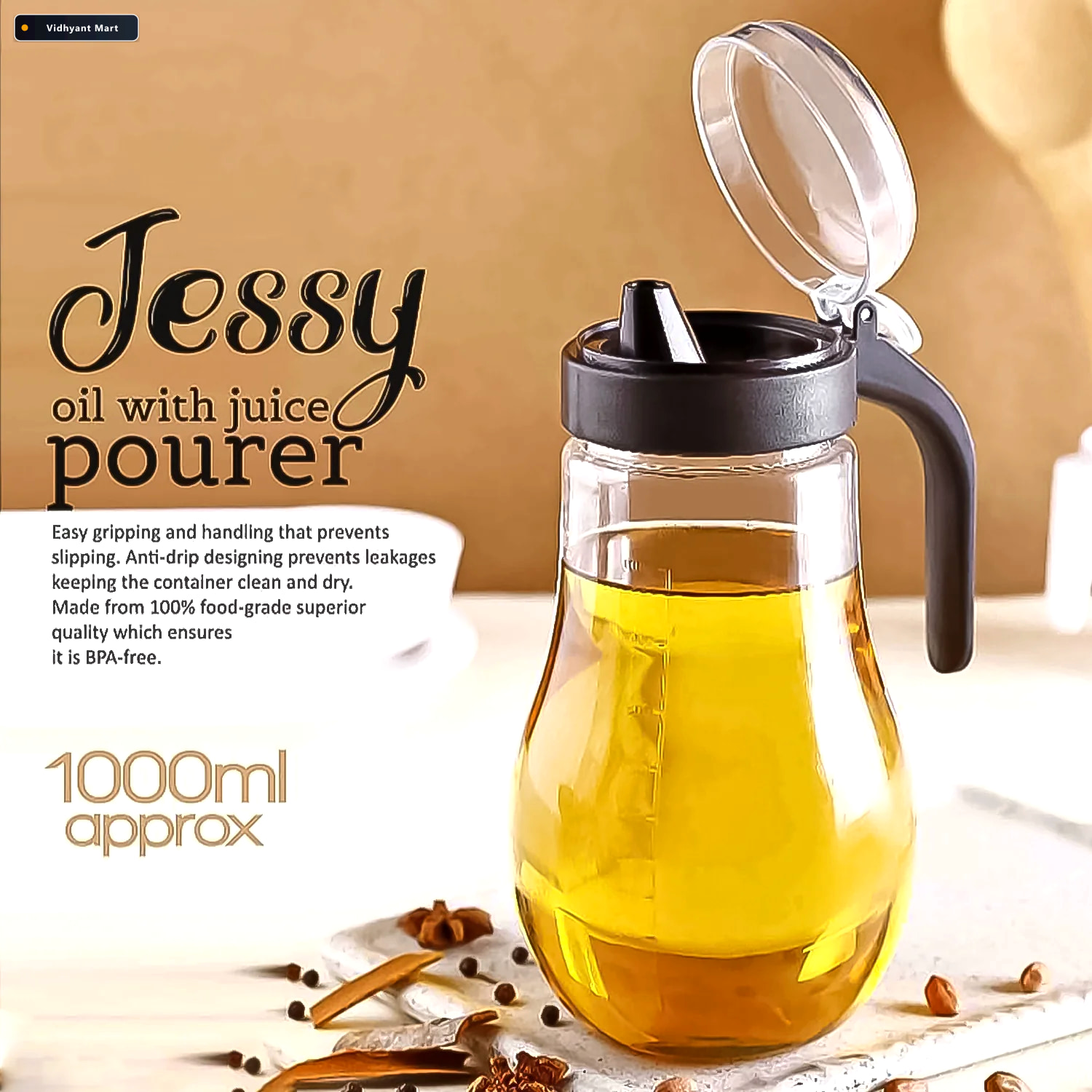 Vidhyant Mart Oil And Juice Pourer Bottle 1000ml Leakproof Dispe 2