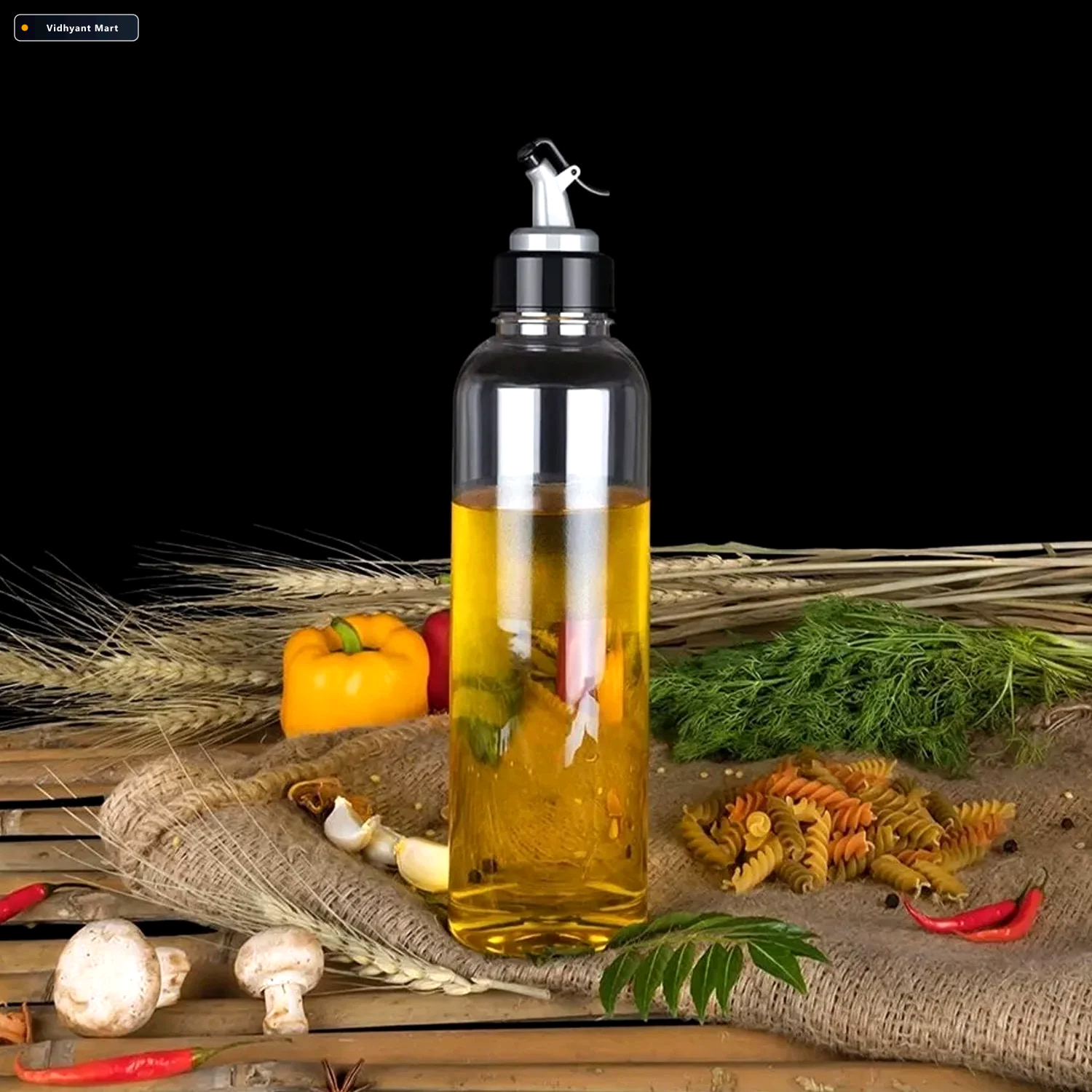 Vidhyant Mart Oil Dispenser 1l Clear Drip Free Plastic Bottle Va 1