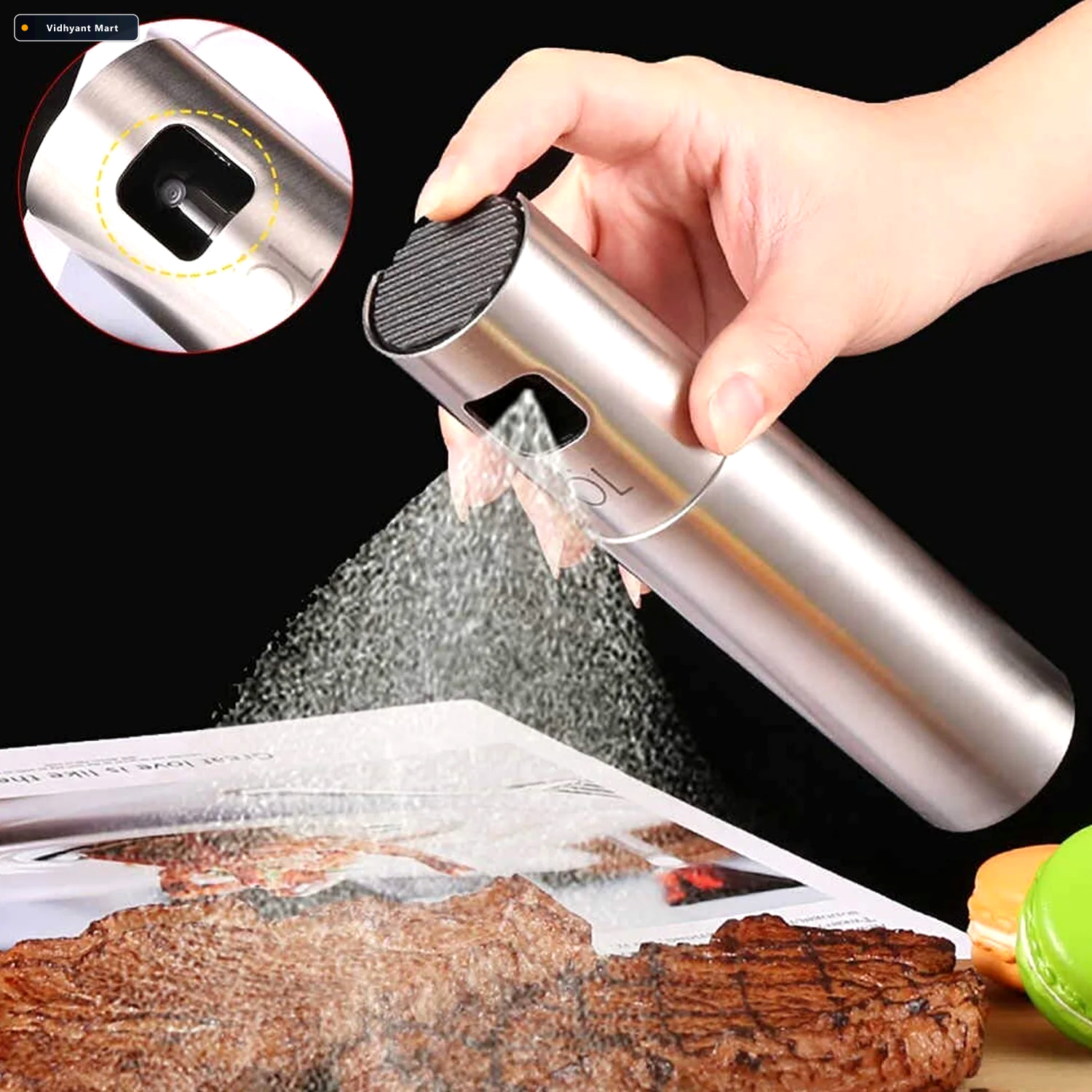 Vidhyant Mart Oil Spray Bottle 100ml Stainless Steel Glass Own H 1