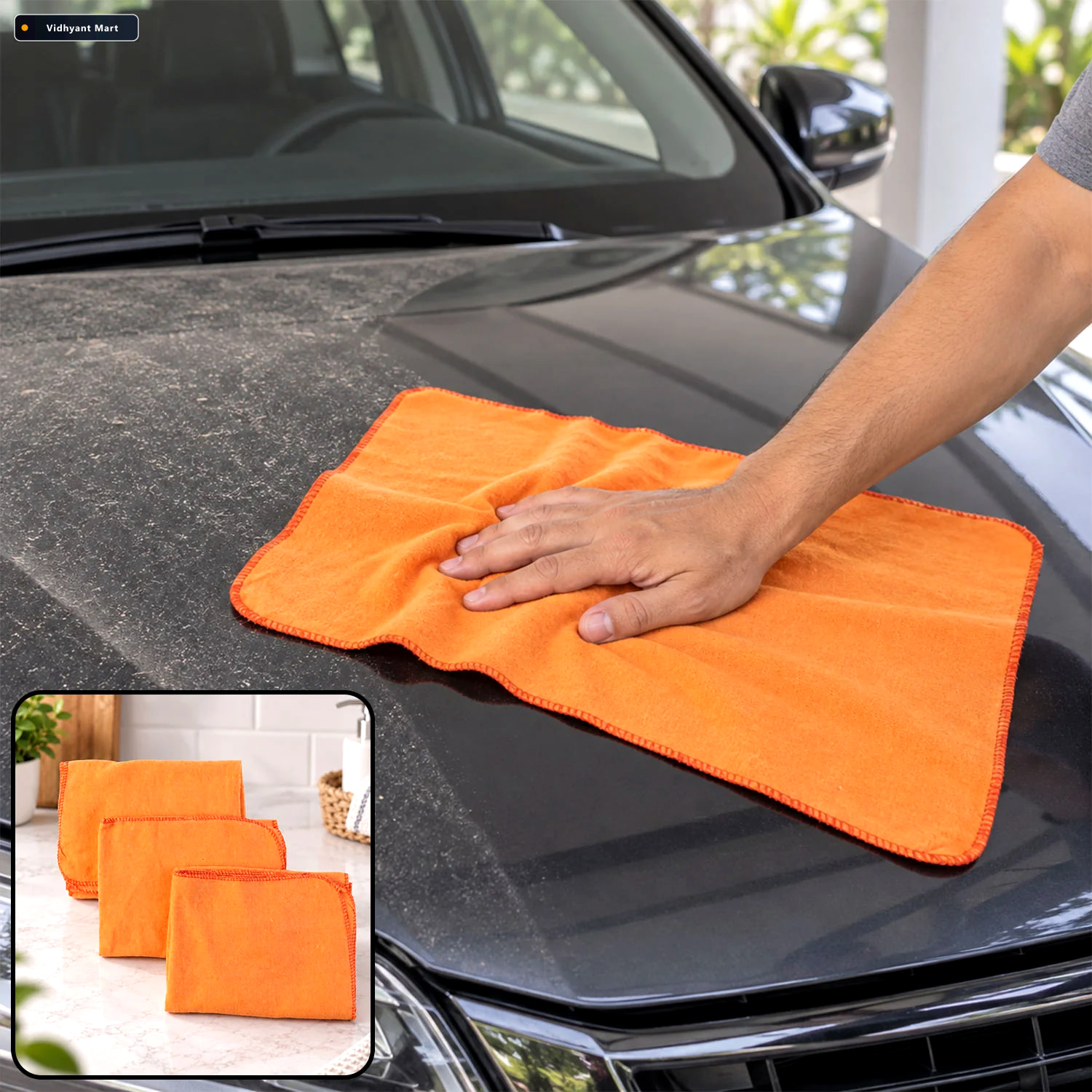 Vidhyant Mart Orange Cotton Multipurpose Duster Cloth For Car An 1