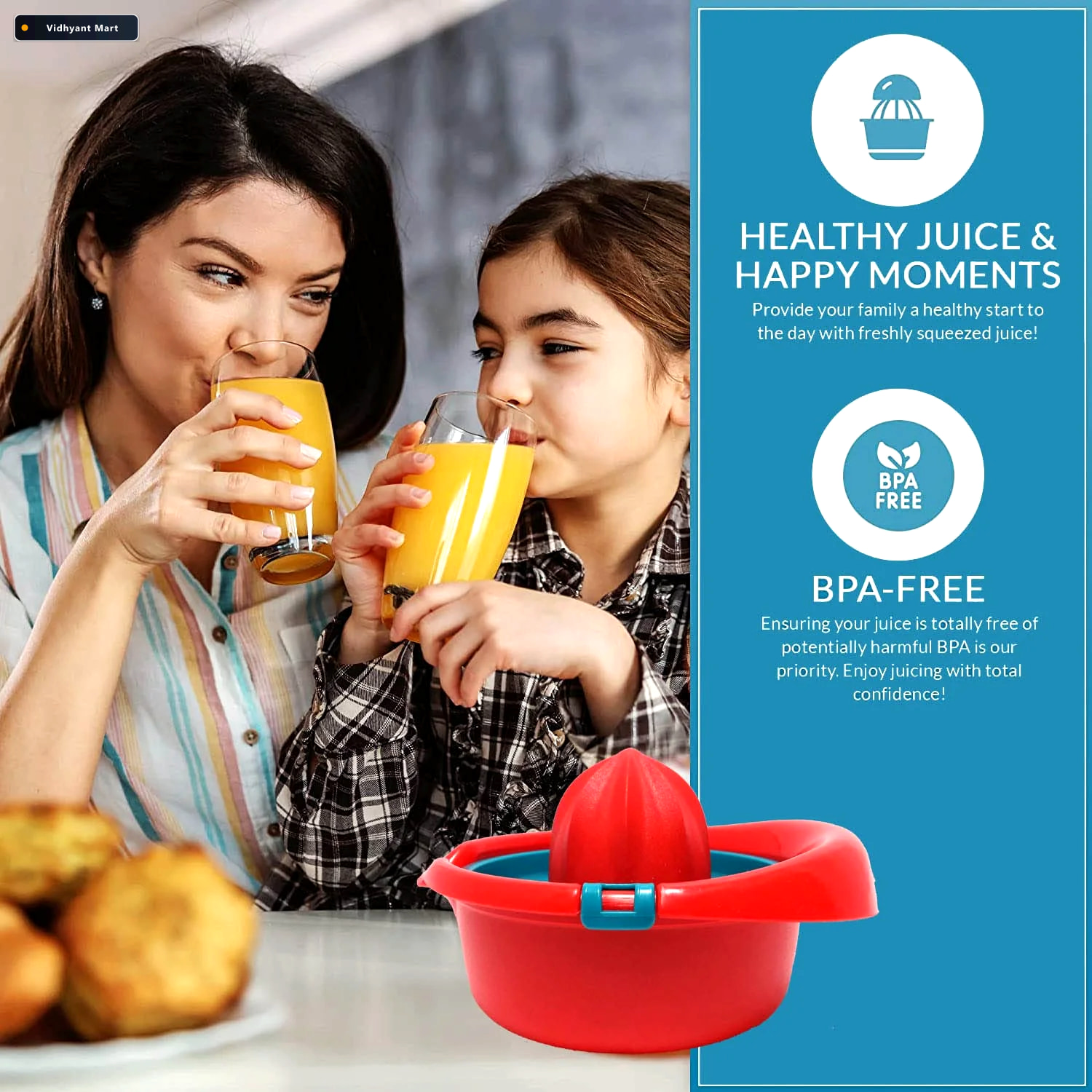 Vidhyant Mart Orange Hand Press Juicer Durable Easy Clean Corpor 4