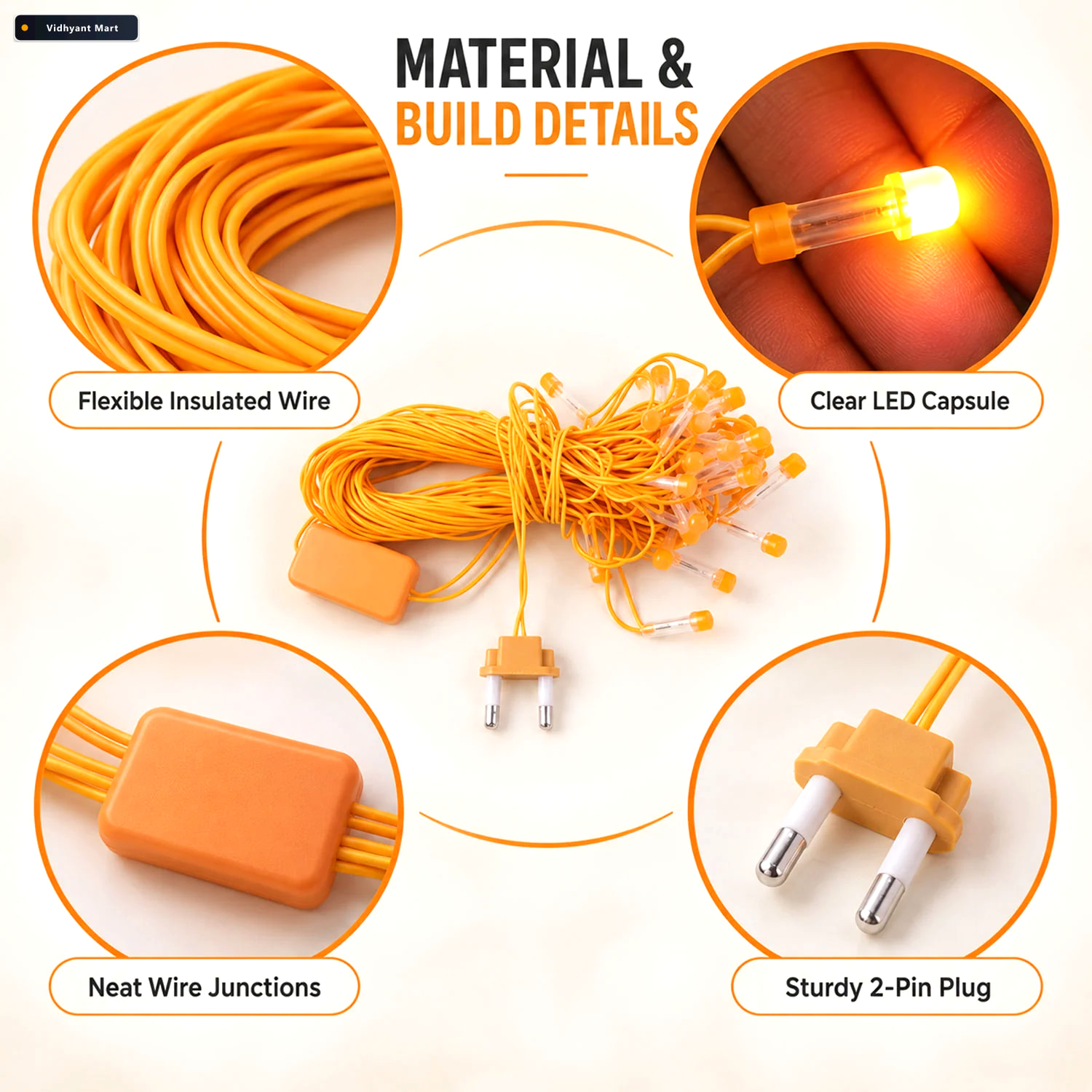 Vidhyant Mart Orange Led Curtain String Light Series For Festiva 4