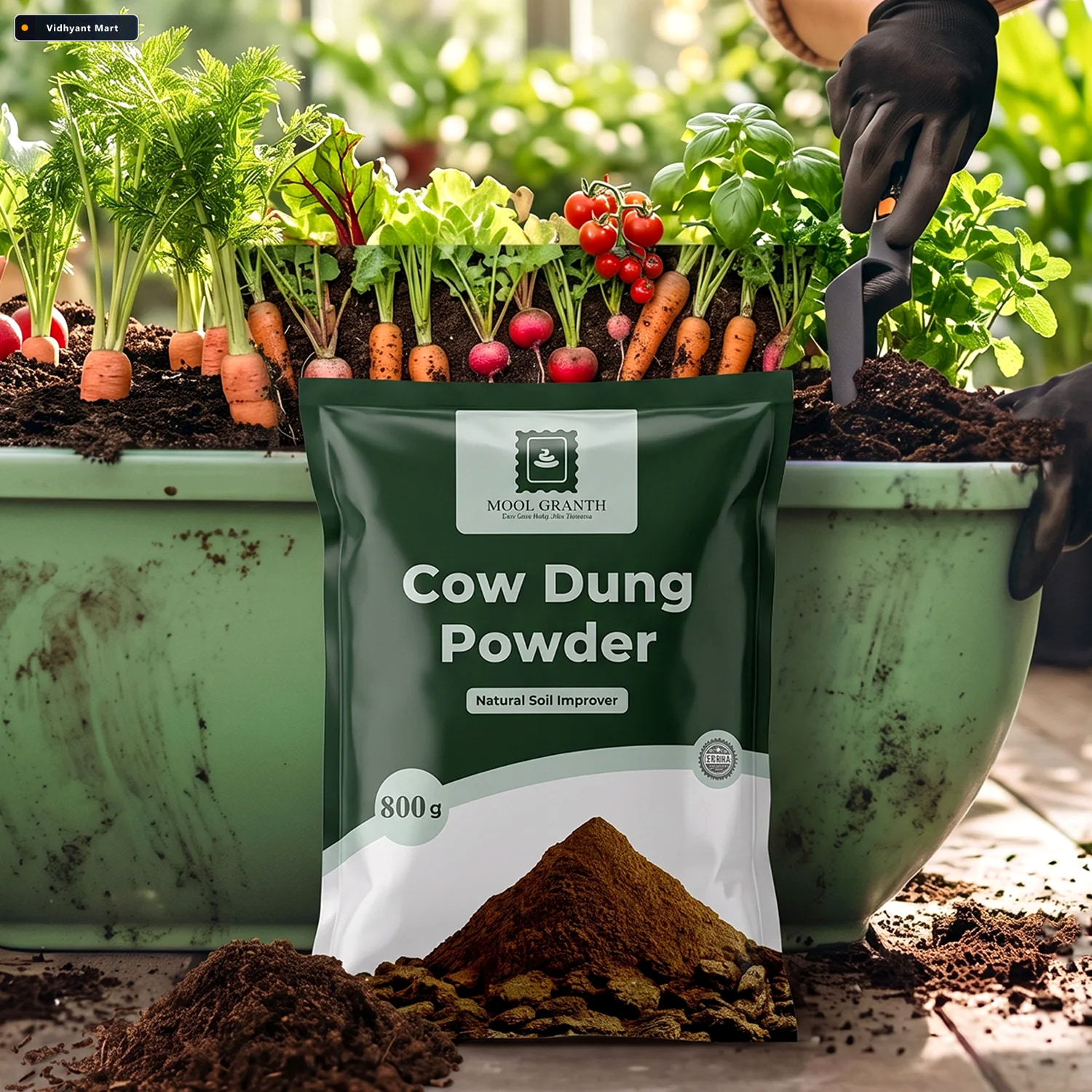 Vidhyant Mart Organic Cow Dung Powder 800g Natural Soil Improver 1