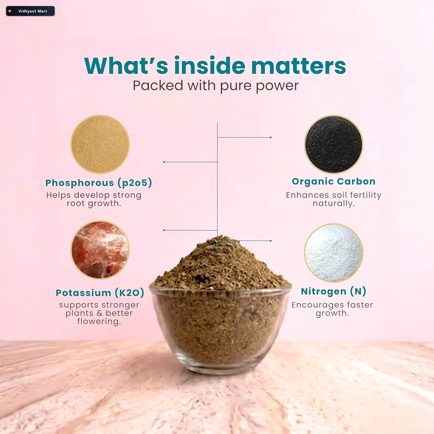 Vidhyant Mart Organic Cow Dung Powder 800g Natural Soil Improver 3