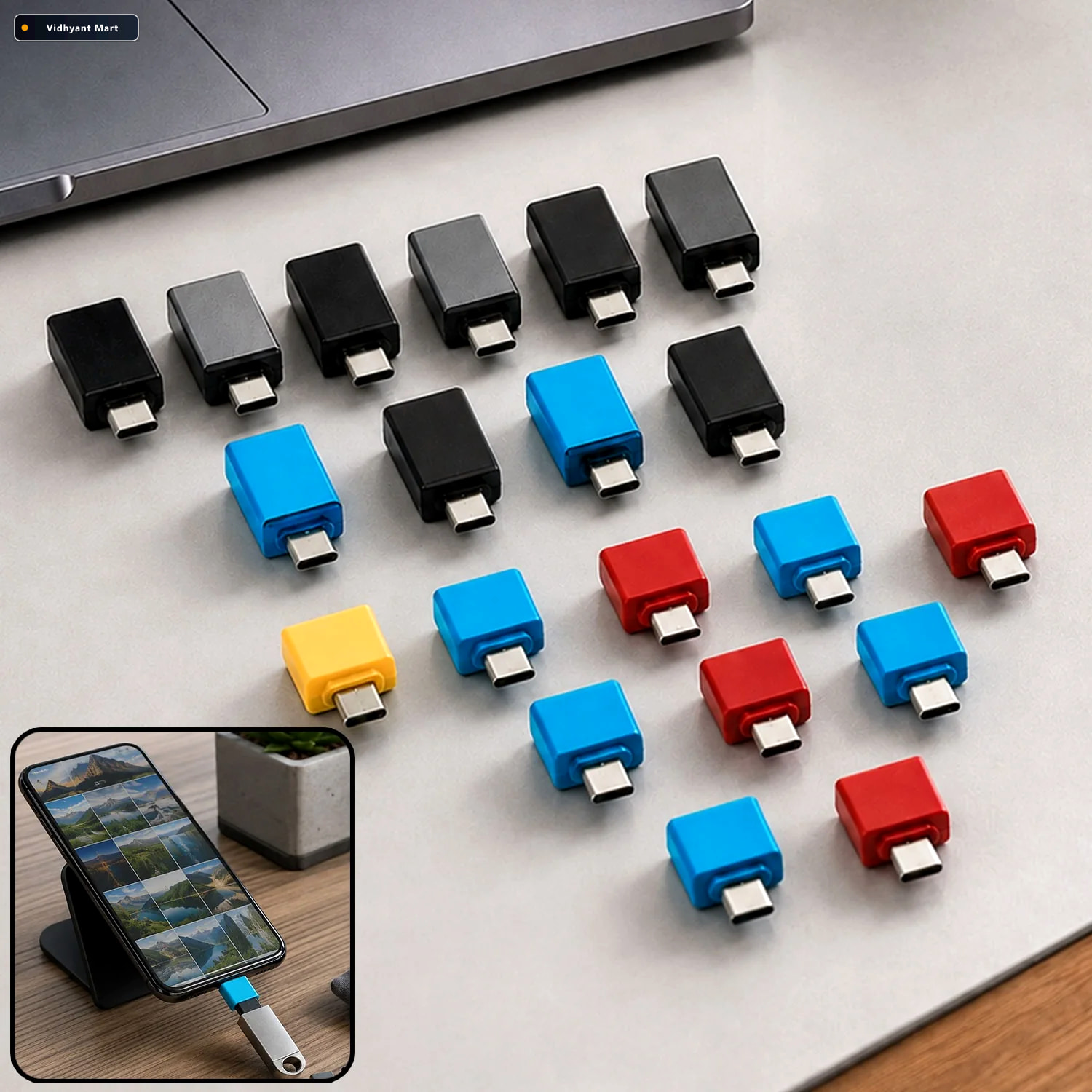 Vidhyant Mart Otg Adapter Pack 20 Type C Micro Usb Pouch Phobia 1