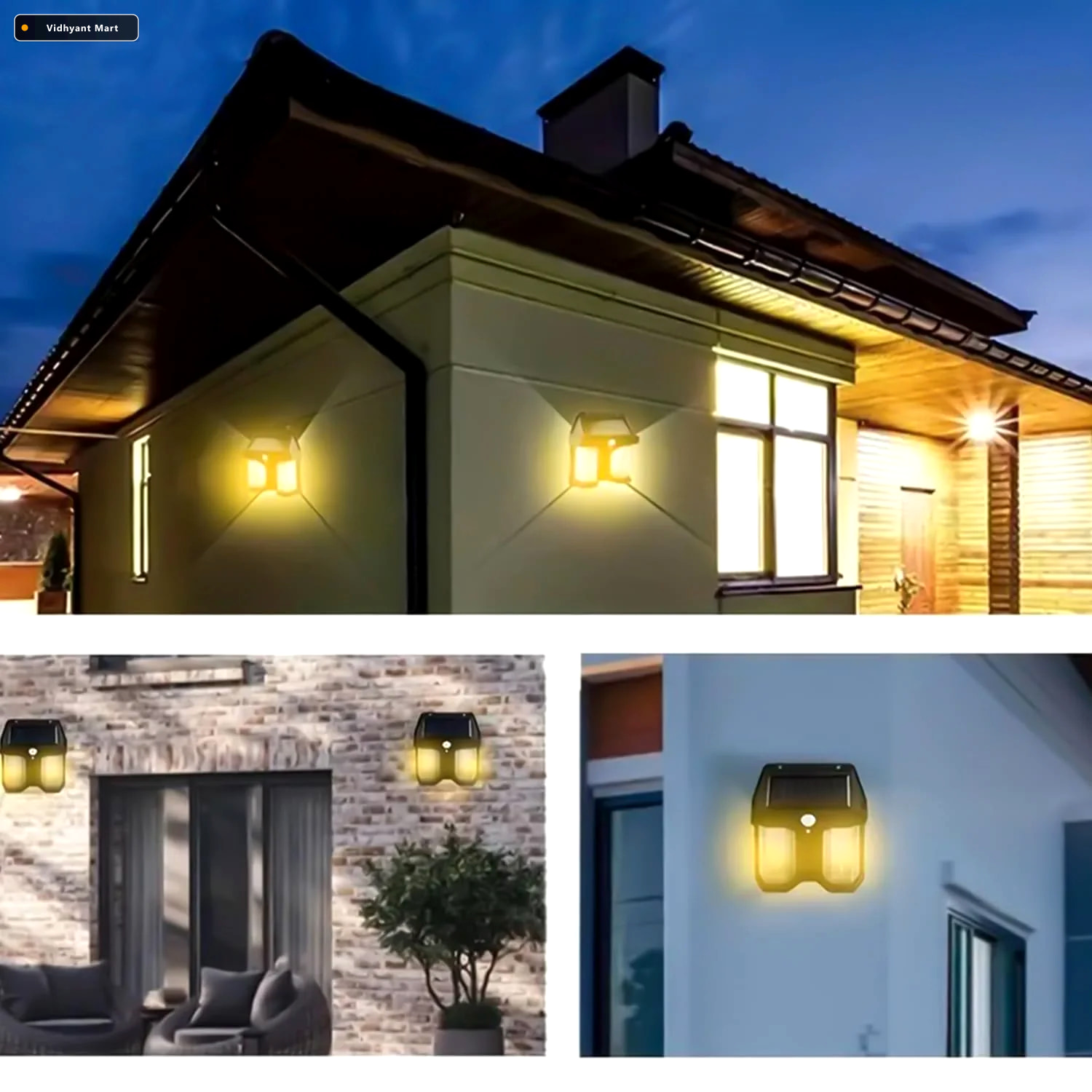 Vidhyant Mart Outdoor Solar Wall Lamp Waterproof Garden Light Ga 2