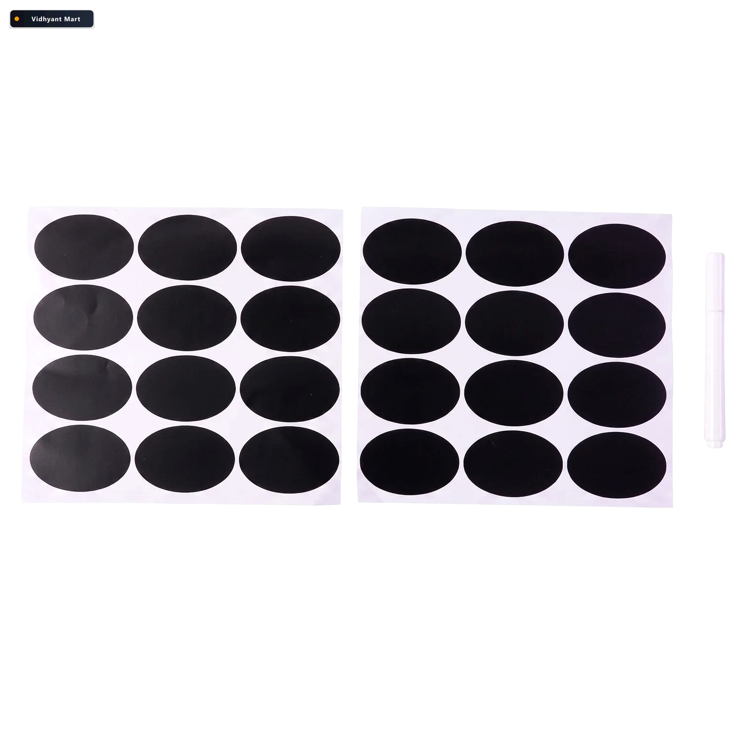 Vidhyant Mart Oval Chalkboard Sticker Labels With Marker Pen Reu 4