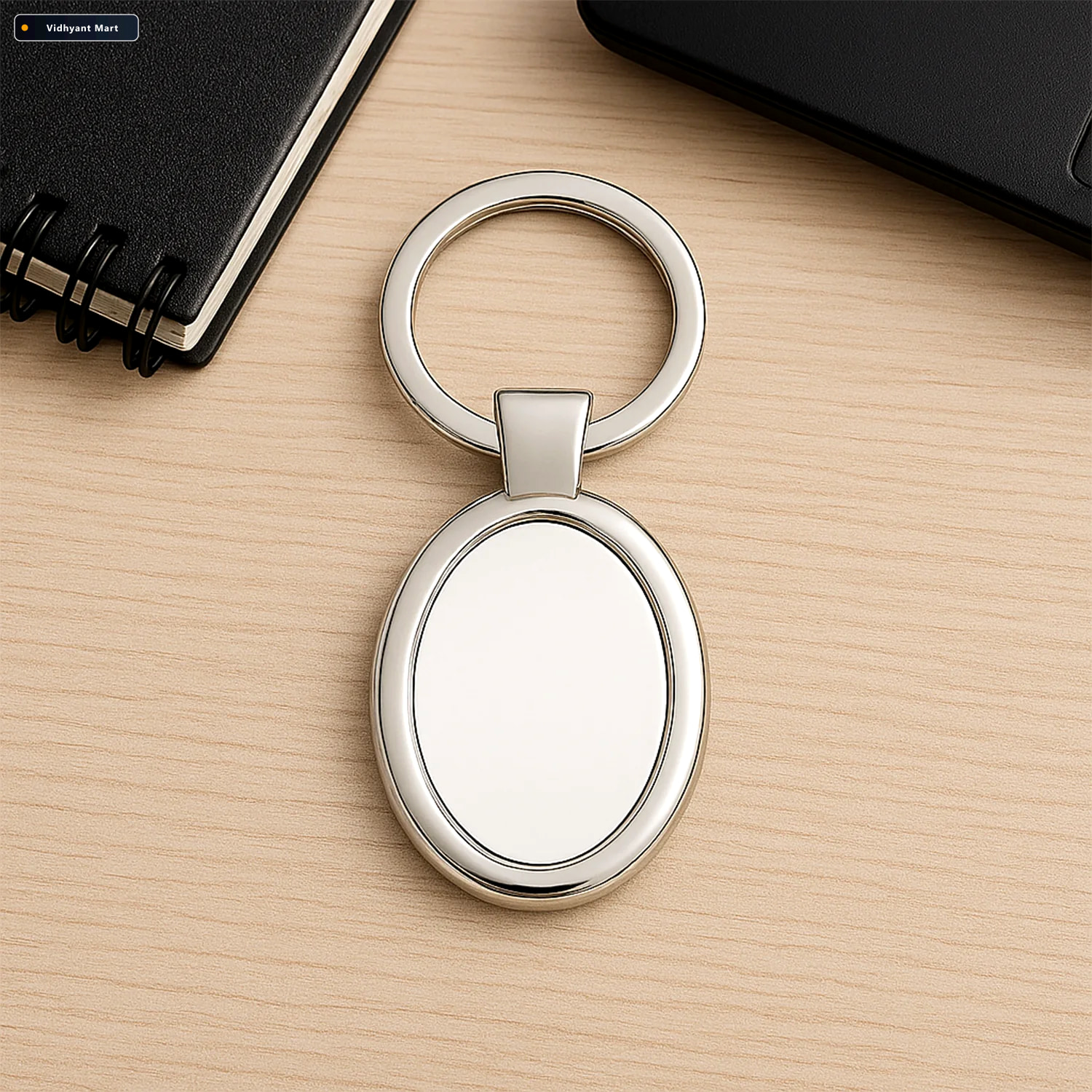 Vidhyant Mart Oval Shape Metal Keychain Durable Stylish Chrome F 1