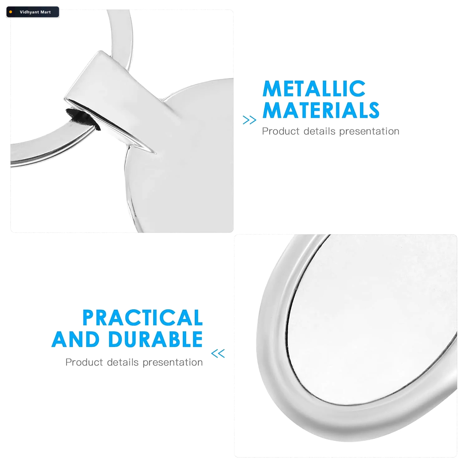 Vidhyant Mart Oval Shape Metal Keychain Durable Stylish Chrome F 3