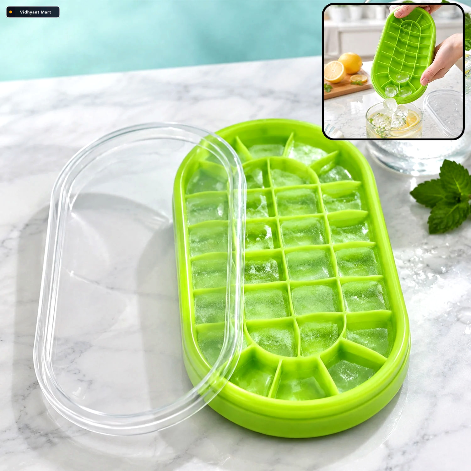 Vidhyant Mart Oval Silicone Ice Cube Tray Easy Release Odor Free 1